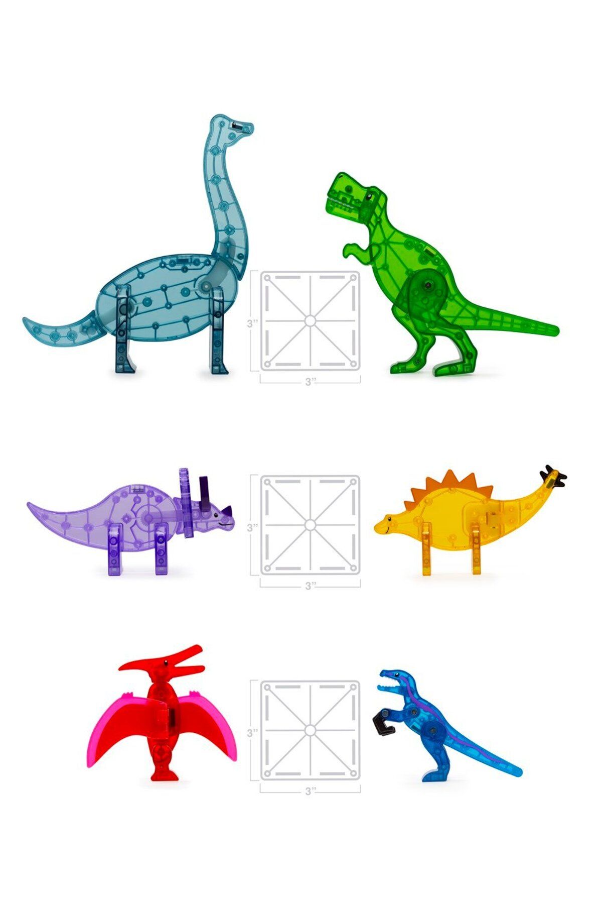 Magna-tiles - Dinozor Dünyası - 50 Parça - Xl