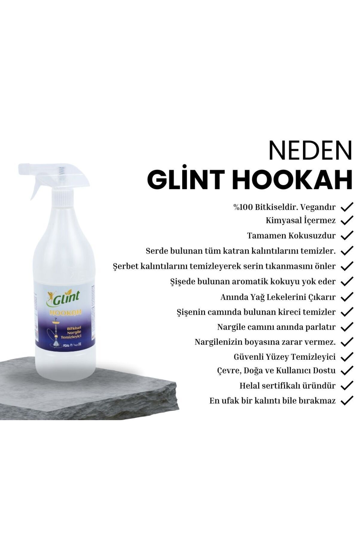 Hookah 1 Litre %100 Bitkisel Nargile Temizleyici Marpuç Harbisi Dezenfektan Sprey