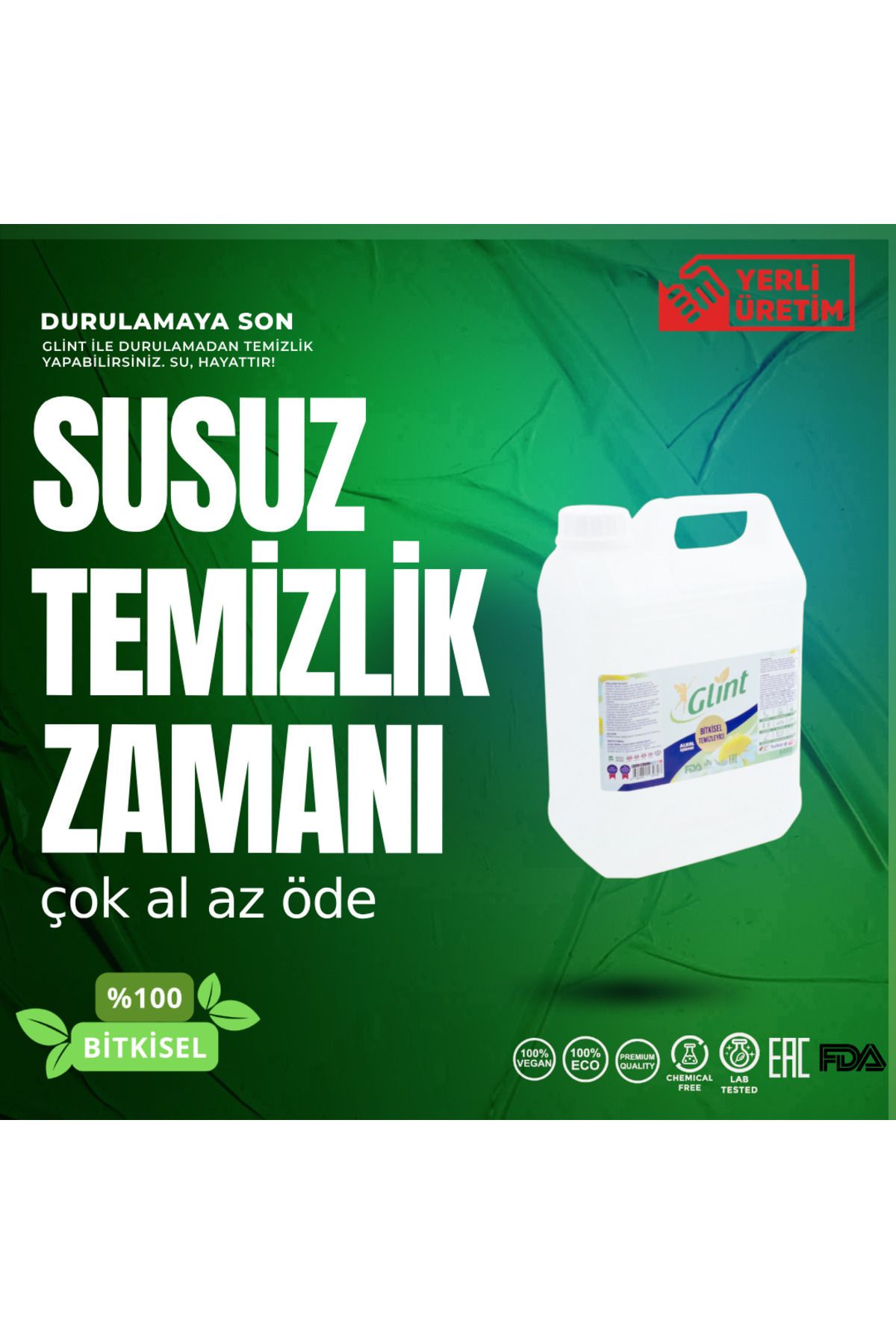 5 Litre %100 Bitkisel Yerli Üretim Çok Amaçlı Genel Temizlik Kimyasalsız Klorsuz Yüzey Temizleyici