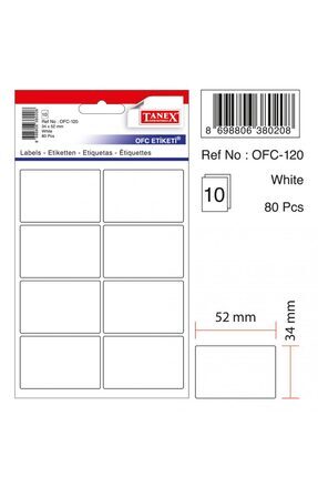 Beyaz Etiket Ölçü : 52×34 Mm Ofc-120 Image 0