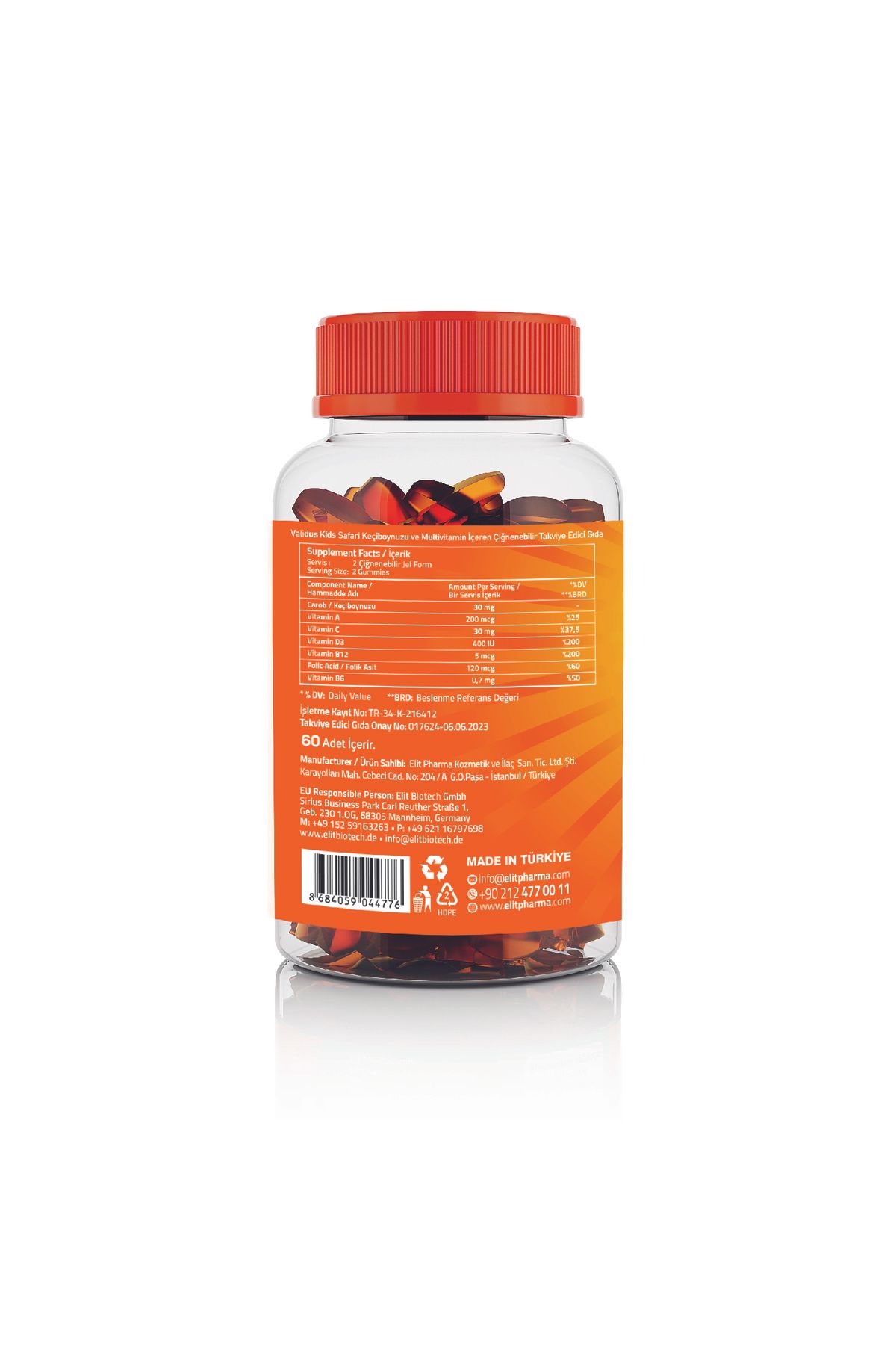 Kids Safari Carob Vitamin A-c-d3 60 Gummies (PECTİN)