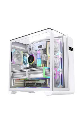 Snt Victory Plus Kavisli 7x Argb Fan Uzaktan Kumandalı Argb Controller Gaming Kasa Beyaz Image 0