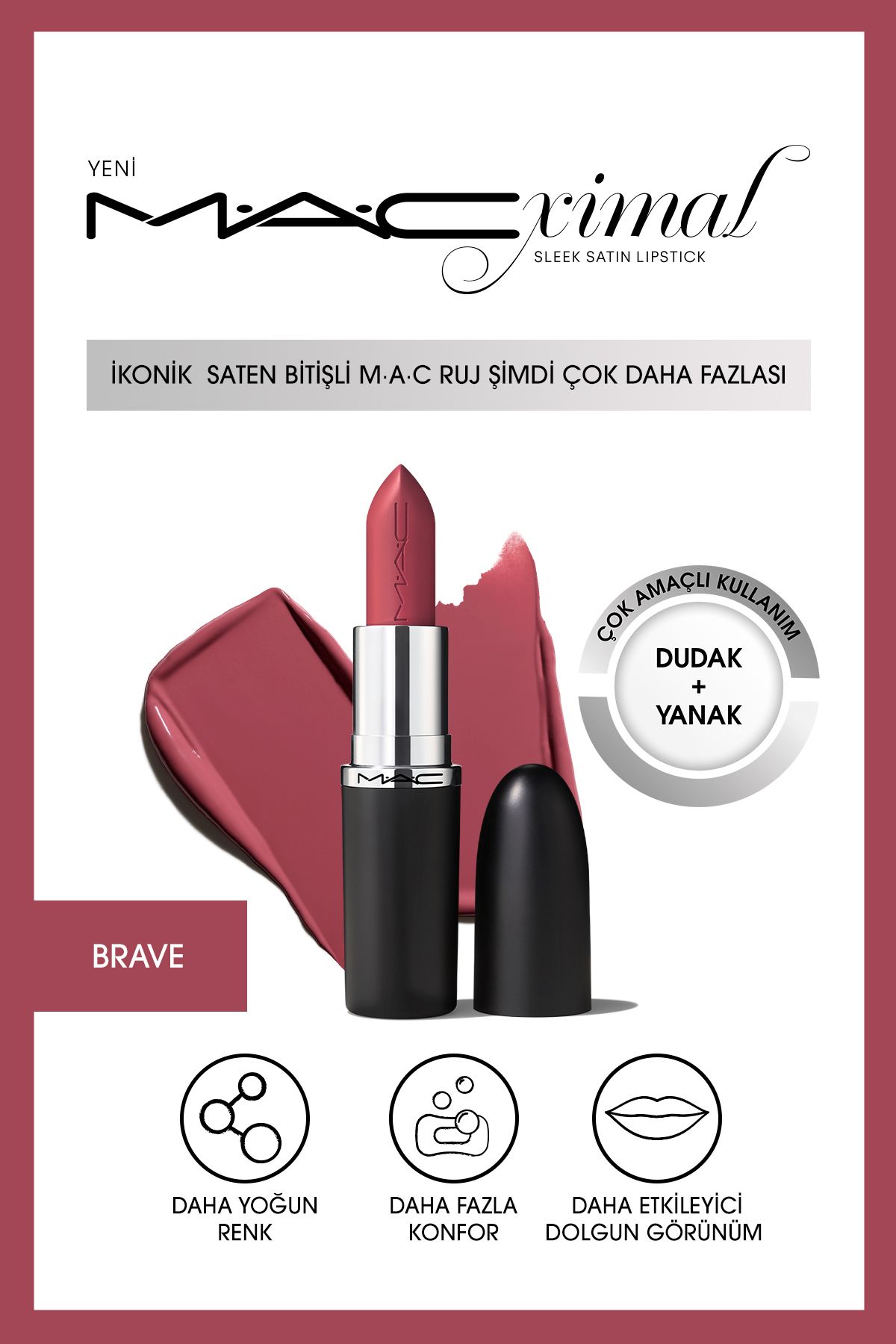 Mac Macximal Sleek SatinLipstick Ikonik Saten...