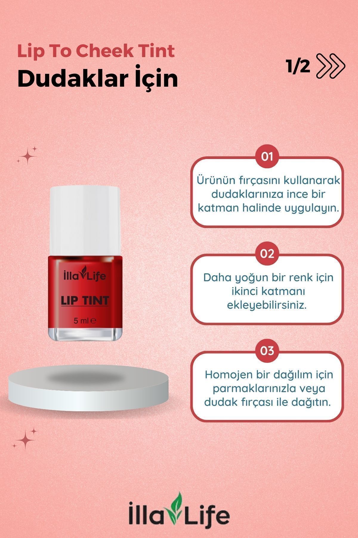 Doğal Görünüm Dudak ve Yanak Renkli Nemlendirici Blush Su Bazlı Renklendirici Lip To Cheek Tint