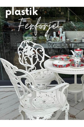 Isparta Model Ferforje Görünümlü 60 Cm Çap Plastik Masa Ve Sandalye Balkon Takım 2 Sandalye 1 Masa Image 0