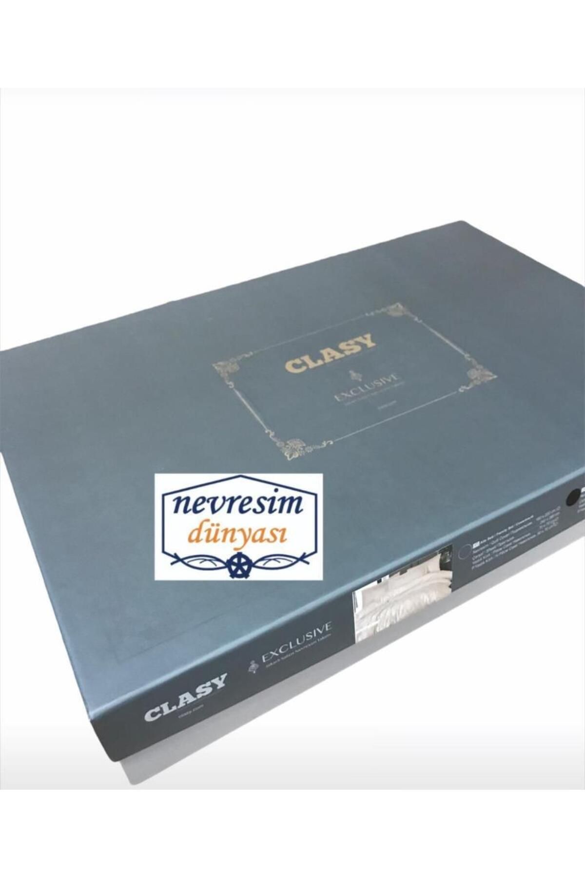 Clasy Exclusive Jakarlı Çift Kişilik Pamuk Saten Nevresim Takımı Pavaya v1 Beyaz