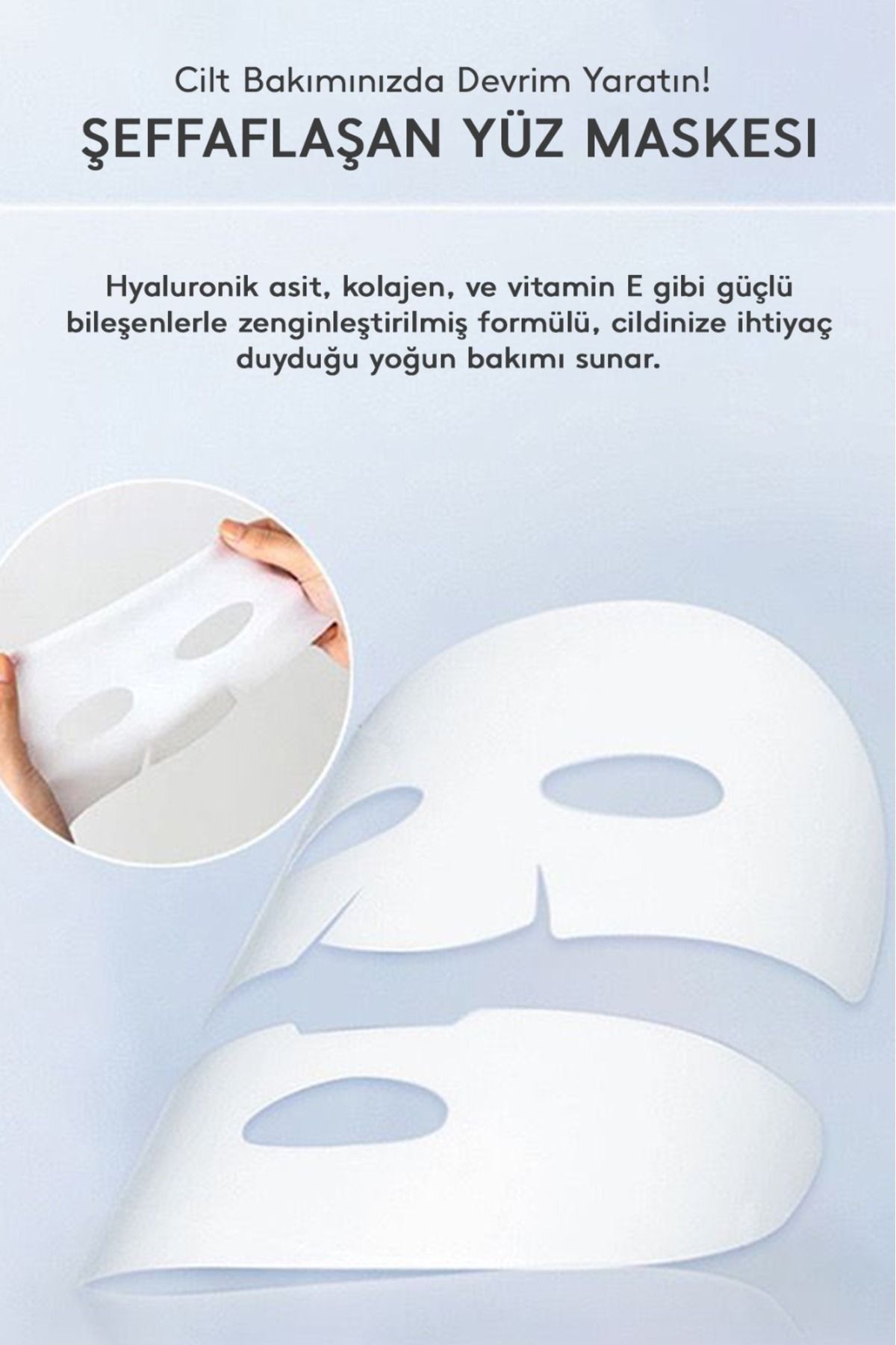 Şeffaflaşan Maske Doğal Kolajen Cilt Maskesi – Anında Parlaklık Ve Nemlendirme 10' Lu Paket