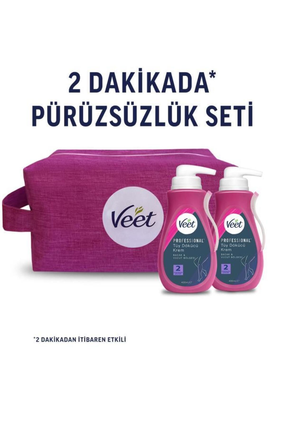 Professional Çanta Hediyeli 2 Dakikada Pürüzsüzlük Seti (Professional Tüy Dökücü Krem 400ml x2)