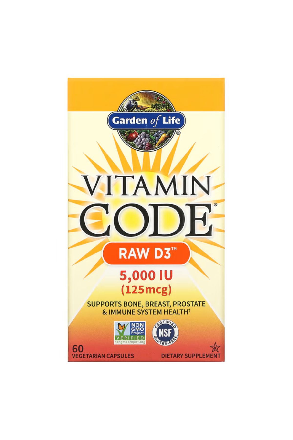 GARDEN OF LIFE, VitaminCode, RAW D3, 125 mcg...