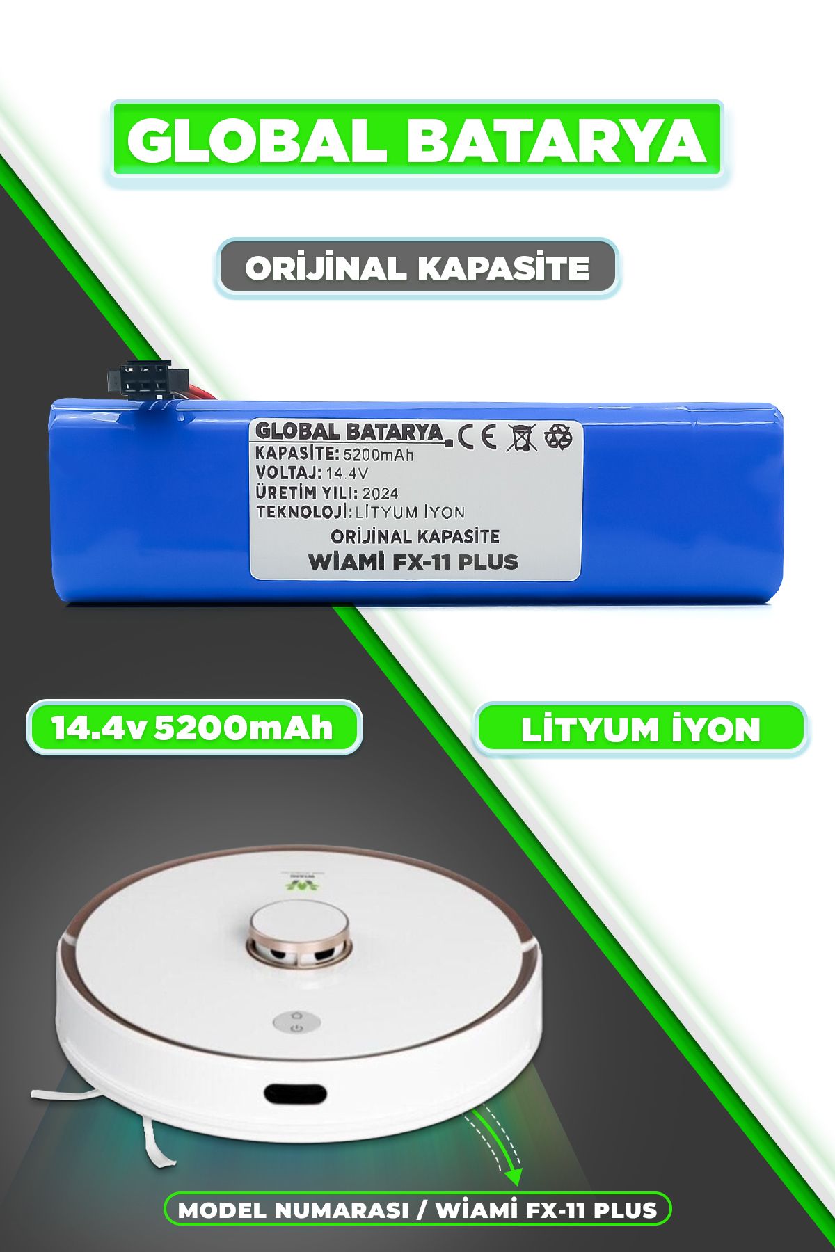 GLOBAL BATARYA Wiami Fx-11Plus Akıllı Robot S...
