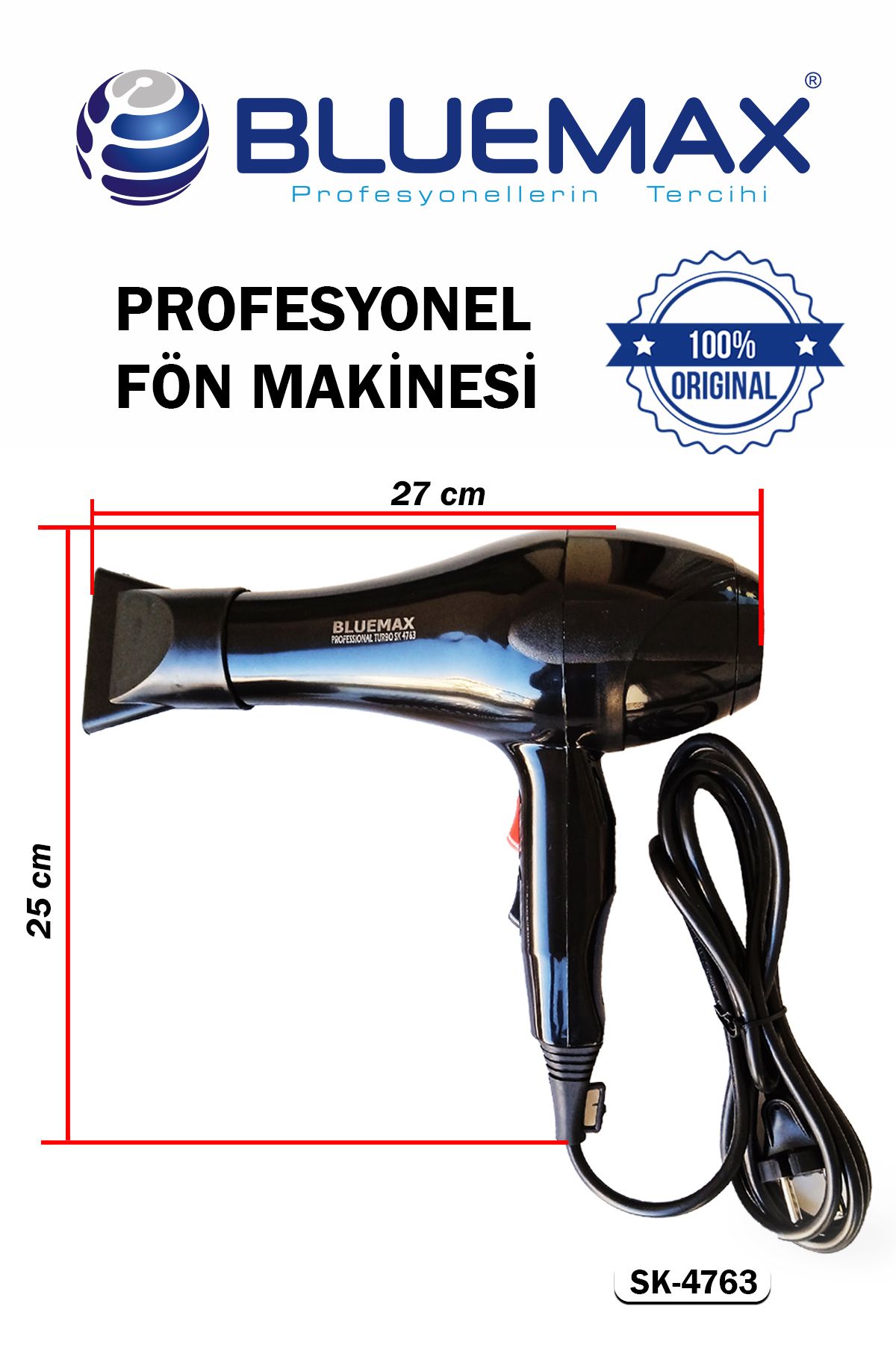 Çok Fonksiyonlu Pro Ergonomik 2500-WT Saç Kurutma Makinası + Fön Tarağı + Başlık Hediyeli Hairdyer