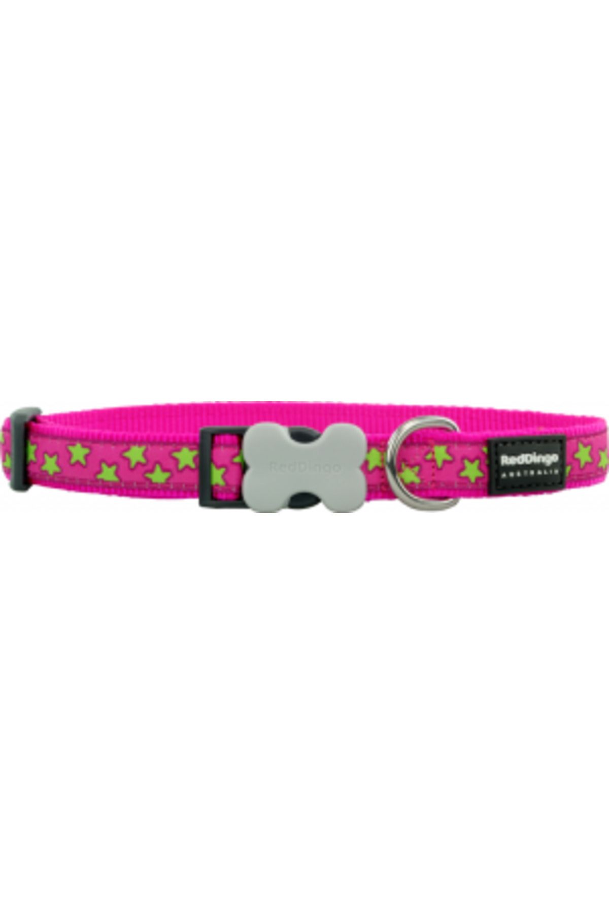 REDDİNGO PEMBE ÜZERİNE LİME YILDIZLI KÖPEK BOYUN TASMASI M 20MM / 31-47 CM