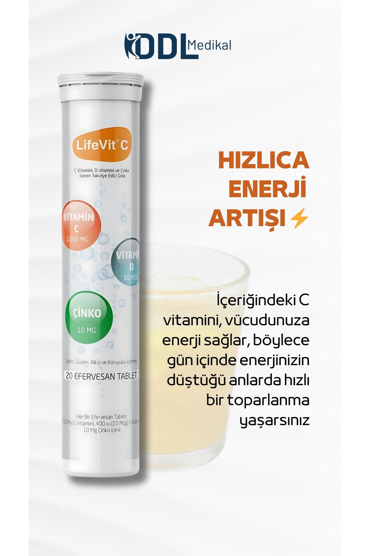 C 1000 Mg 20 Efervesan Tablet - C Vitamini I D Vitamini I Çinko ı =20 Günlük Kullanım