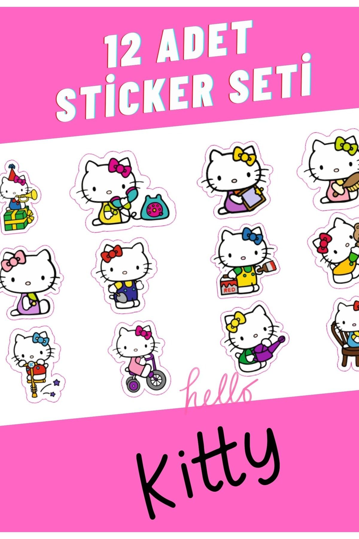 Sticksy Hello Kitty  StickerSeti , 12 Adet HD...