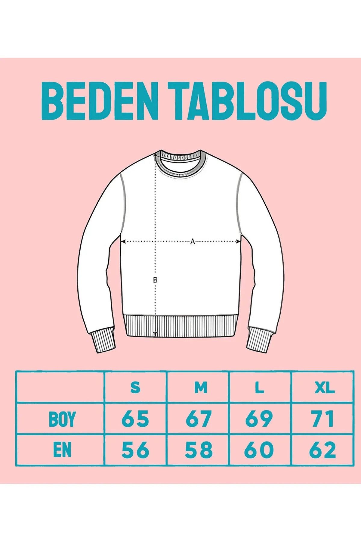 STIL-X UÇANŞAN KALPLER BASKILI  BİSİKLET YAKA OVERSIZE ÜÇ İPLİK ŞARDONLU SWEATSHIRT