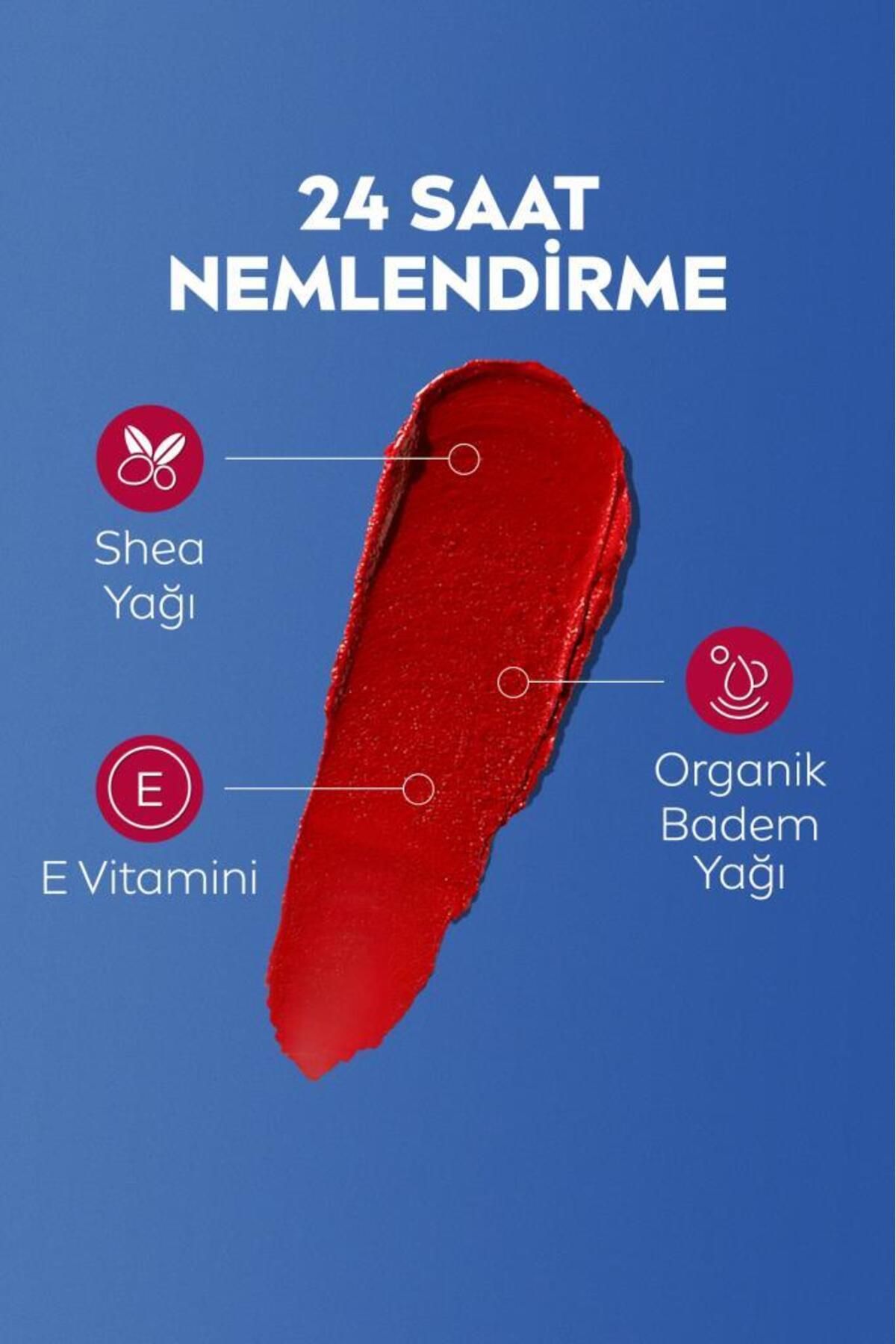 Renkli Dudak Bakım Kremi,Kırmızı,4,8gr,Nemlendirici,SPF30,Doğal Yağlar,E Vitamini,Dudak, Yanak İçin