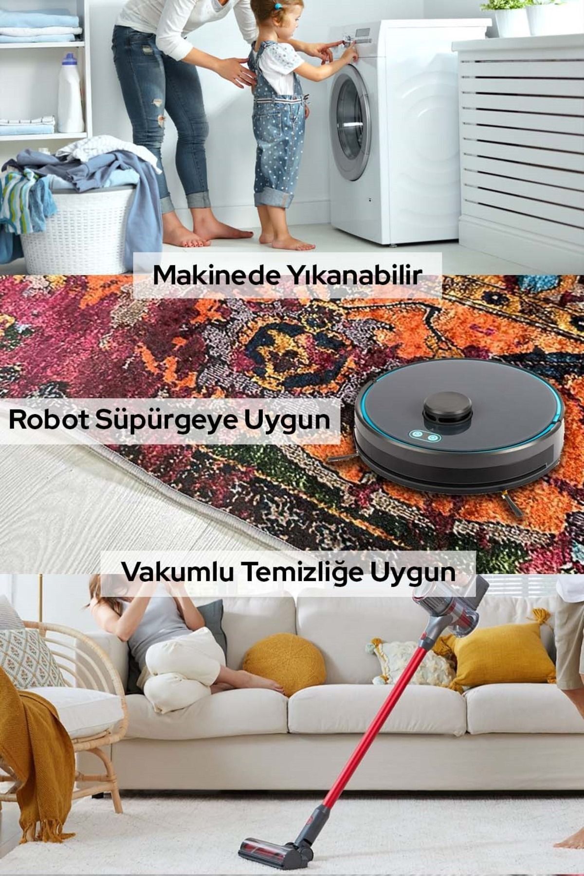 Modern Dijital Baskı Yıkanabilir Kaymaz Oturma Odası Salon Mutfak Antre Çocuk Odası Halısı