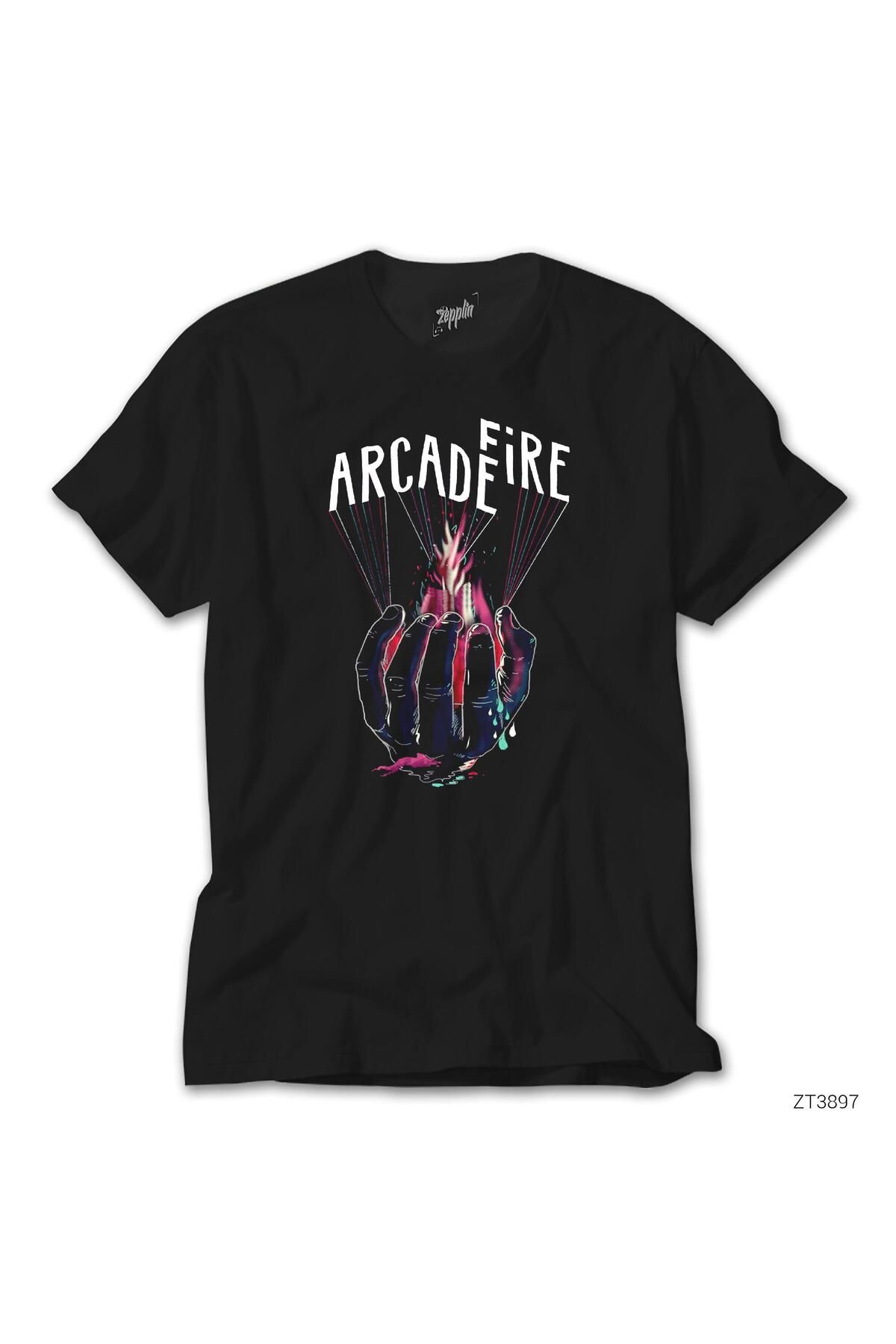 WAKHA Arcade Fire Hand SiyahTişört