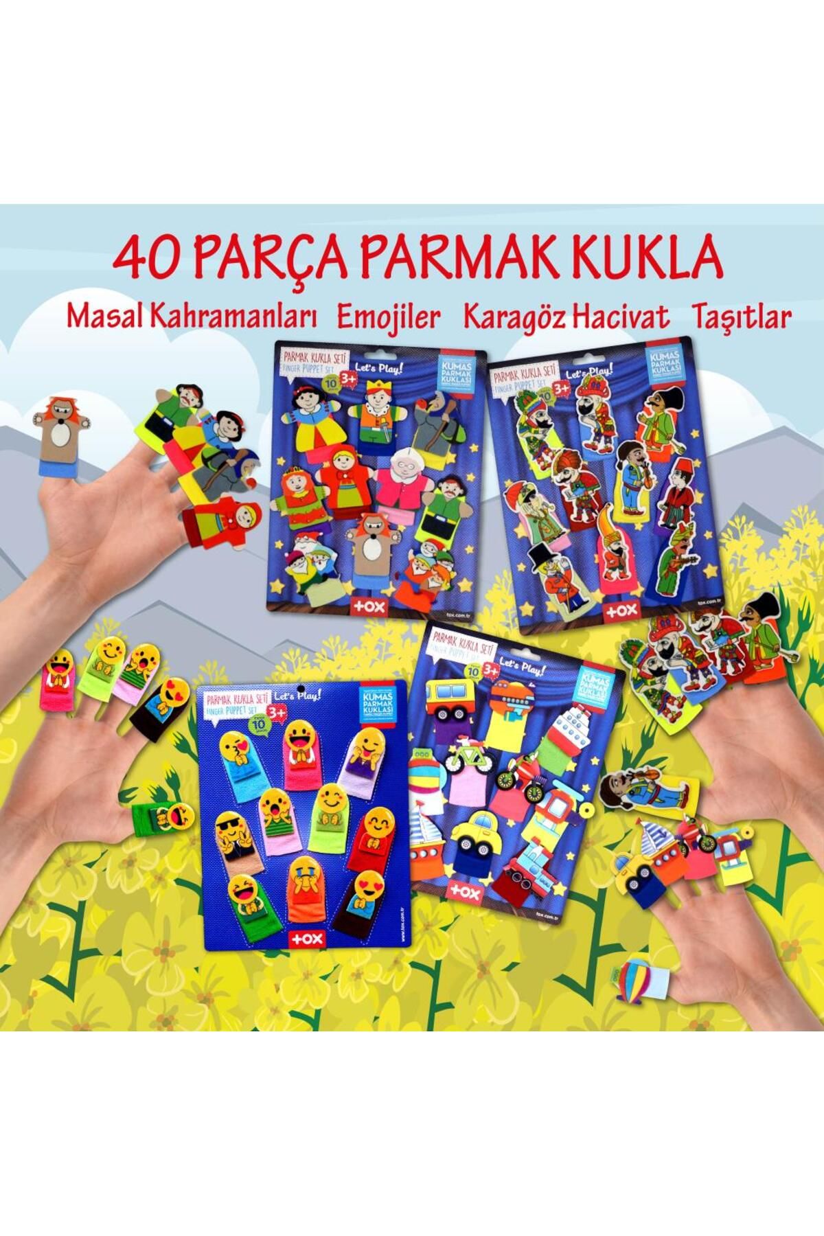 Lisinya247 4 Set - 40 Parça  Masal Kahramanları , Emojiler, Karagöz  Hacivat ve Taşıtlar