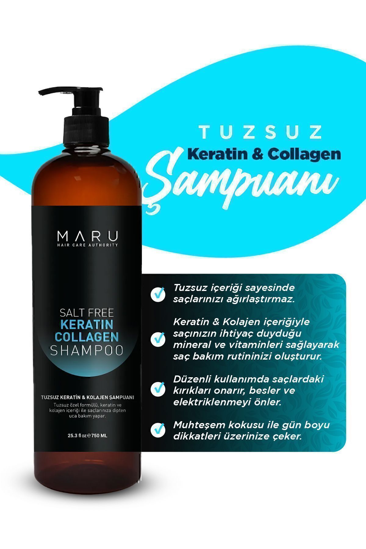 MARU Tuzsuz Keratin Ve Kolajen Bağ Onarıcı Bakım Şampuan 750 ml