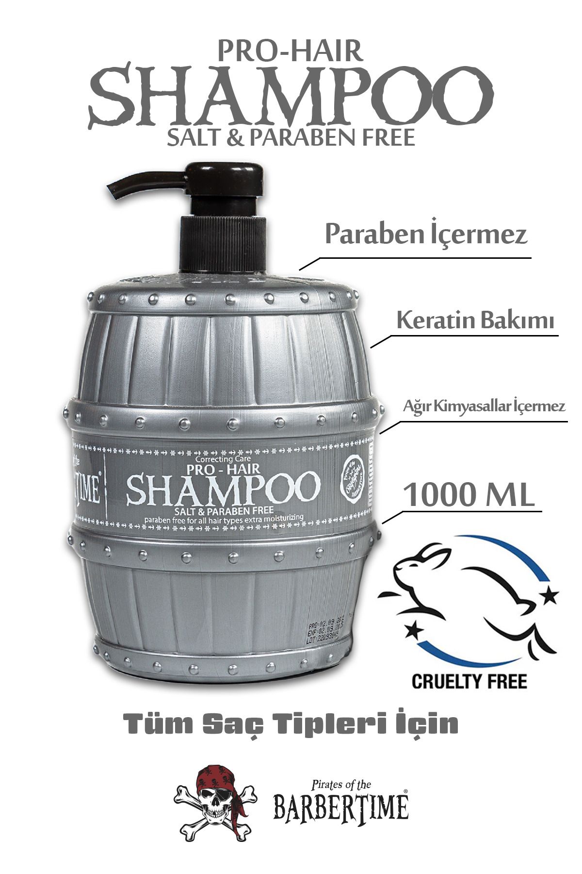 Barbertime Pro Hair Shampoo(Paraben-Free) - P...