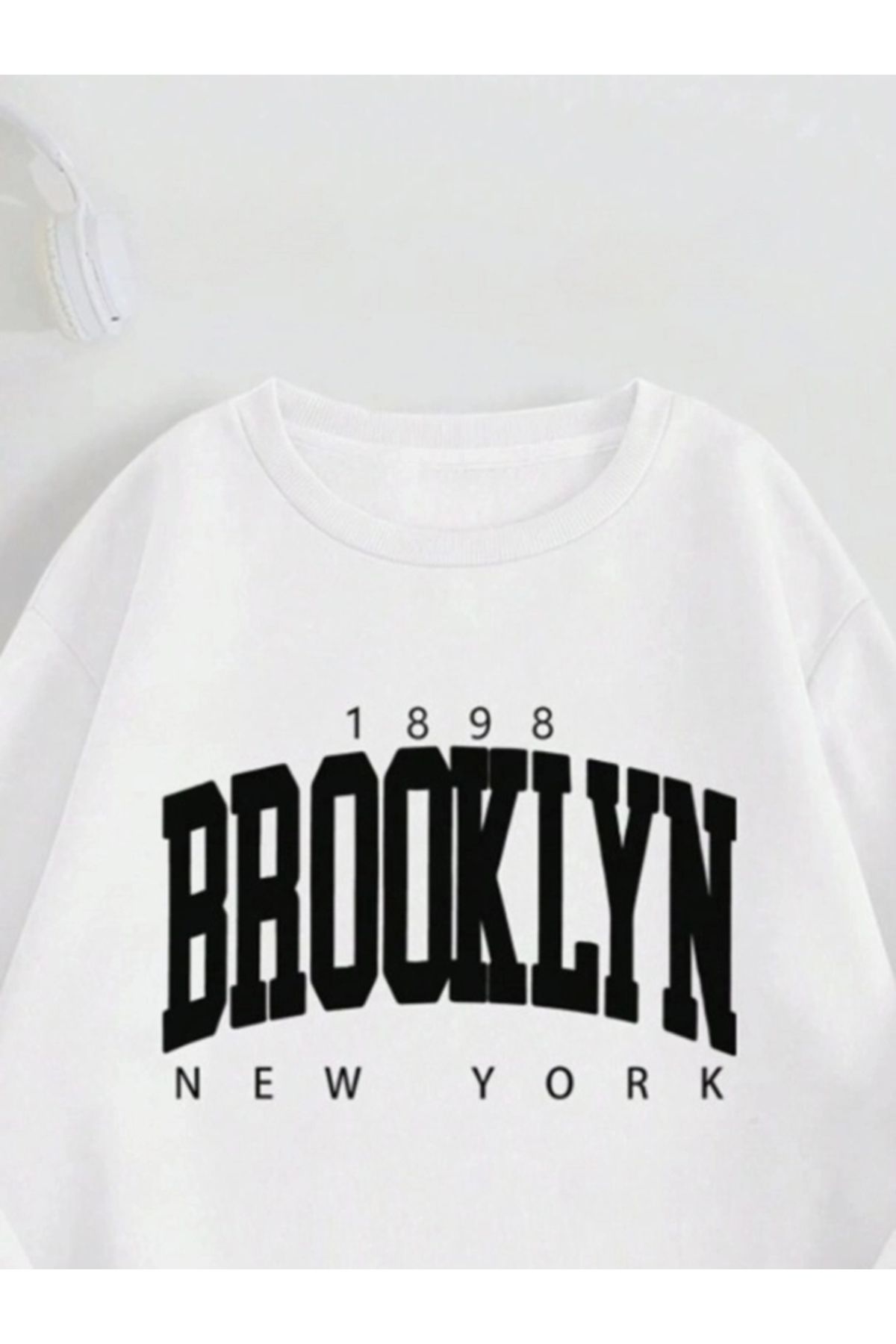 Kadın Brooklyn New York Baskılı Oversize Bisiklet Yaka Eşofman Takımı