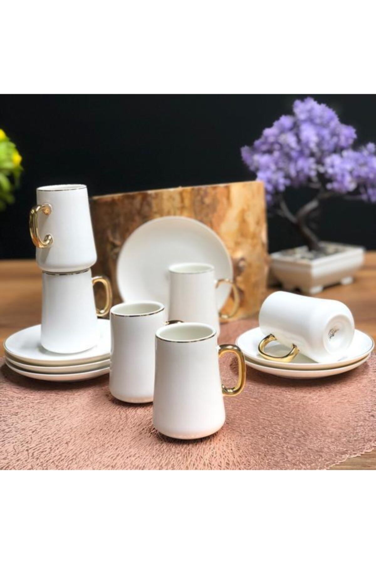 ACAR HOME Acar Hypnos Porselen 6'lı Beyaz Kahve Fincanı