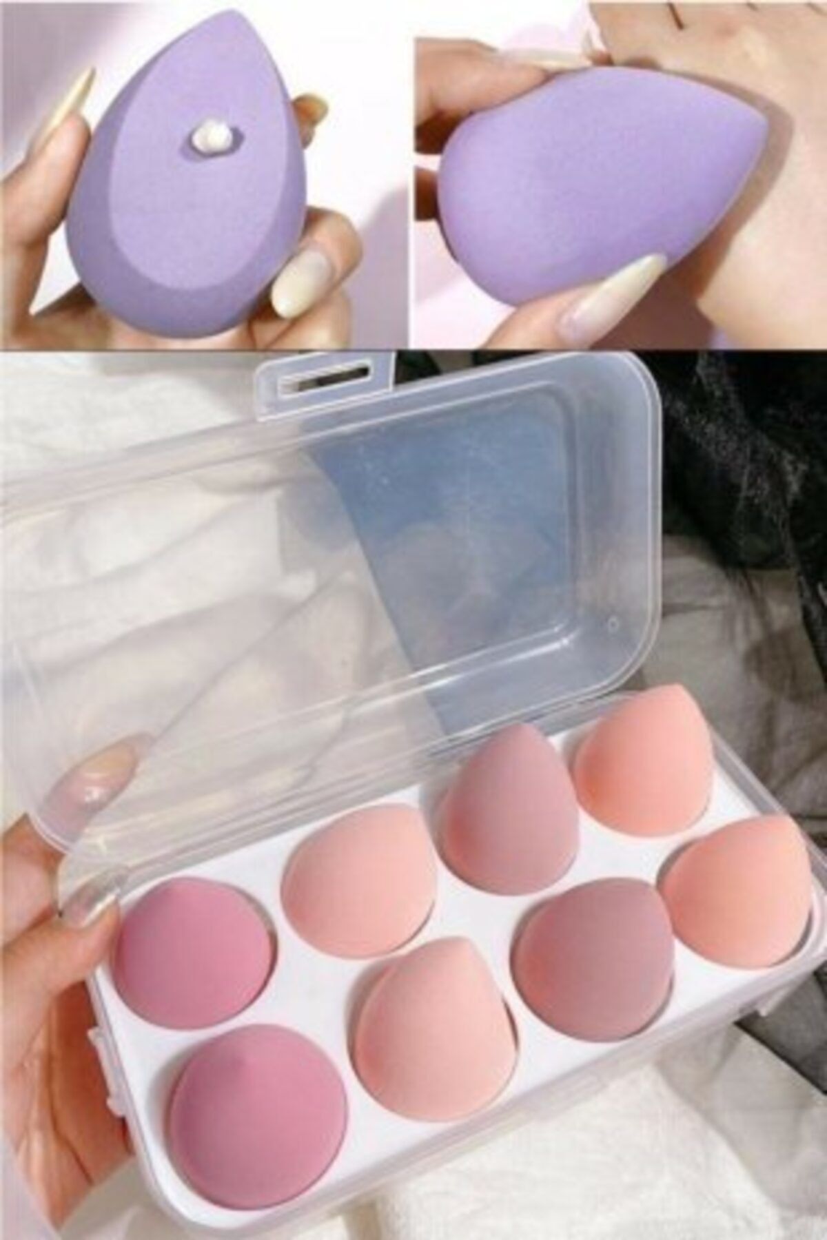 REDLİP COSMETİC 8 Li Sünger Kutulu Sünger 8 Li Makyaj Süngeri