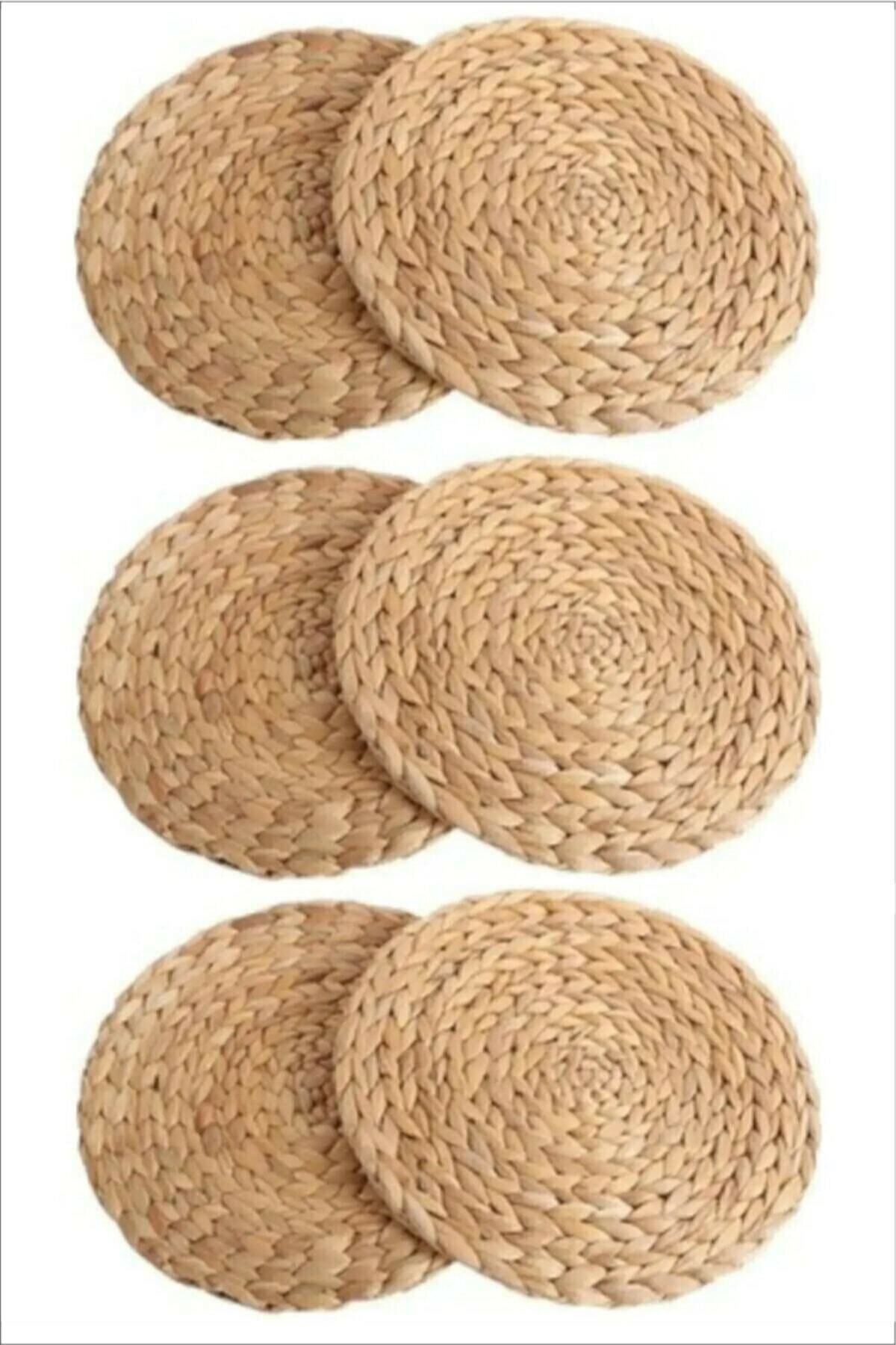 NEWSTORE HOME 6 Adet Amerikan Hasır Servis Supla Örme Bambu