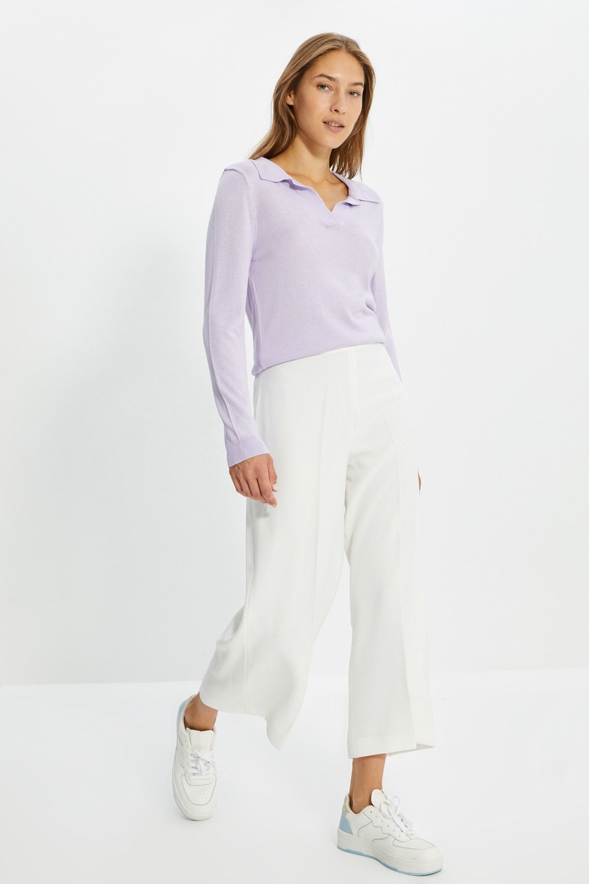 TRENDYOLMİLLA Lila Polo Yaka Triko Kazak TWOAW22KZ0460