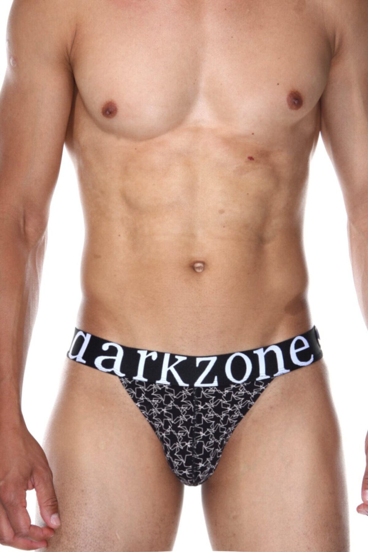 Darkzone Geniş Lastikli Yıldız Desenli Siyah Erkek Slip