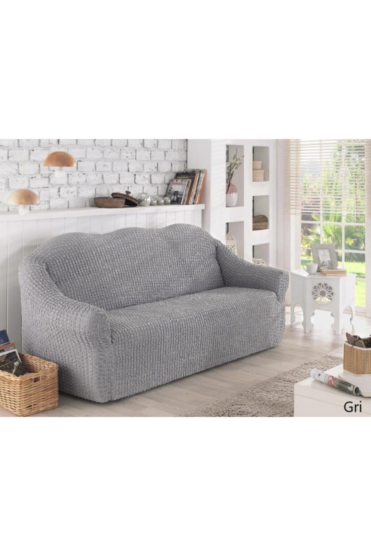 Karna Home Strech 2 Kişilik Pamuklu Koltuk Kanepe Örtüsü Gri