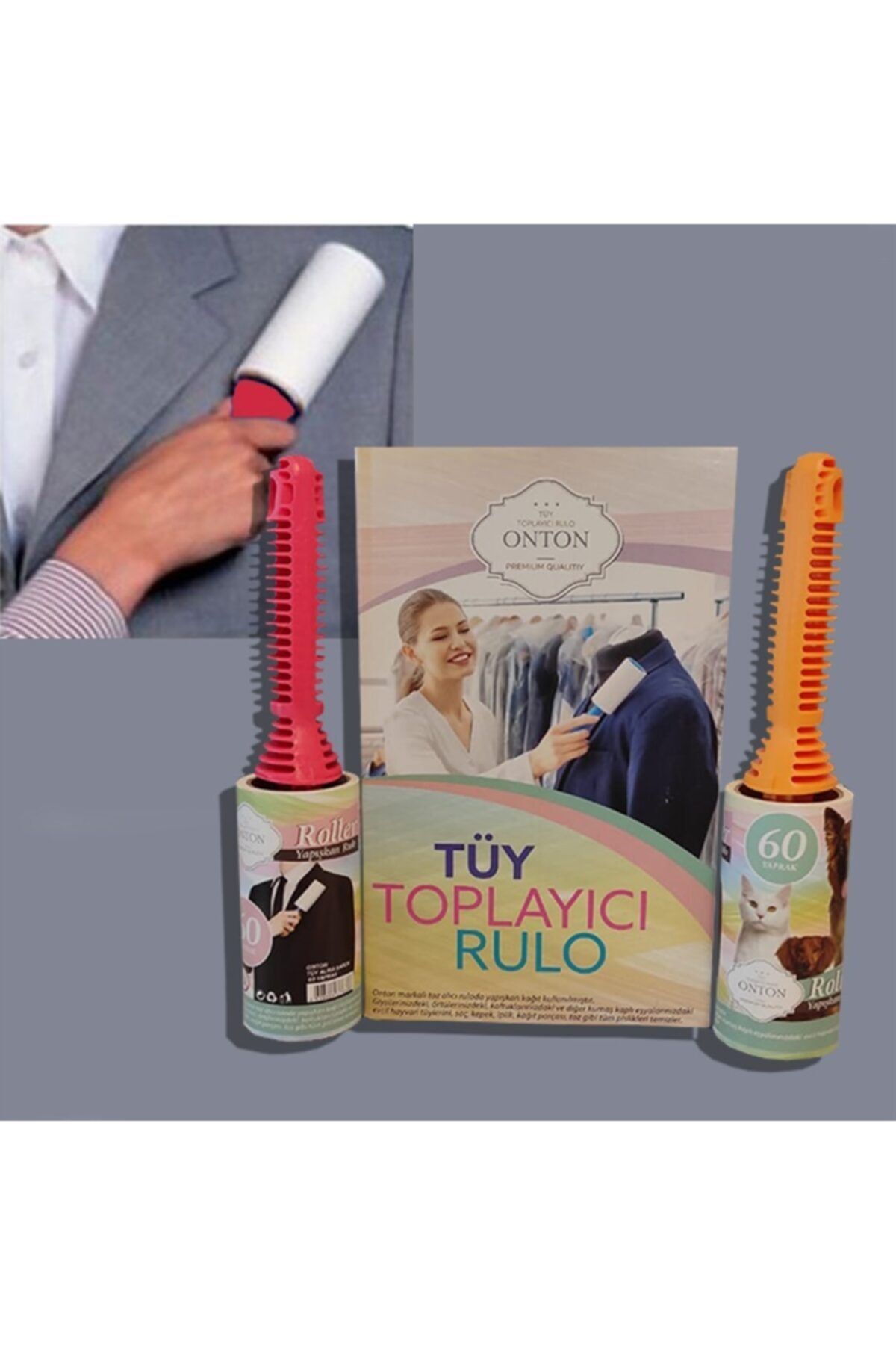 Onton Premium Quality Kedi Köpek Tüy Toplayıcı 60 Yaprak Rulo 2 Adet
