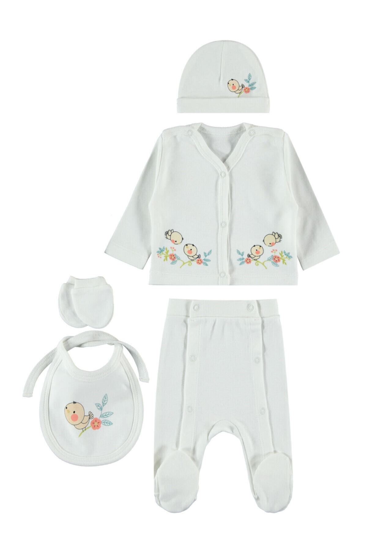 Civil Baby Kız Bebek 5'li Zıbın Takımı Ekru
