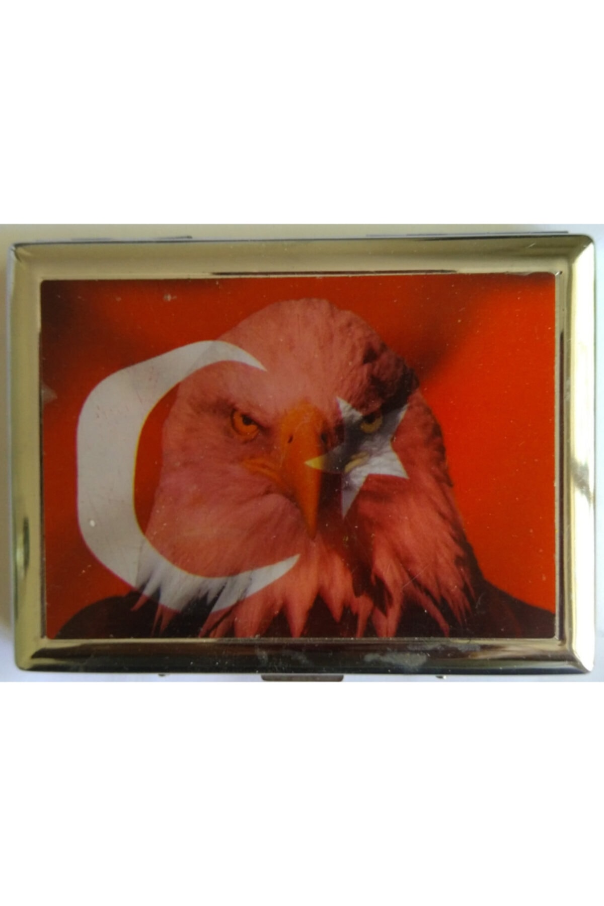 Ata Kartal Ve Bayrak Resimli Krom Sigara Tabakası. Paslanmaz, Dijital Baskılı