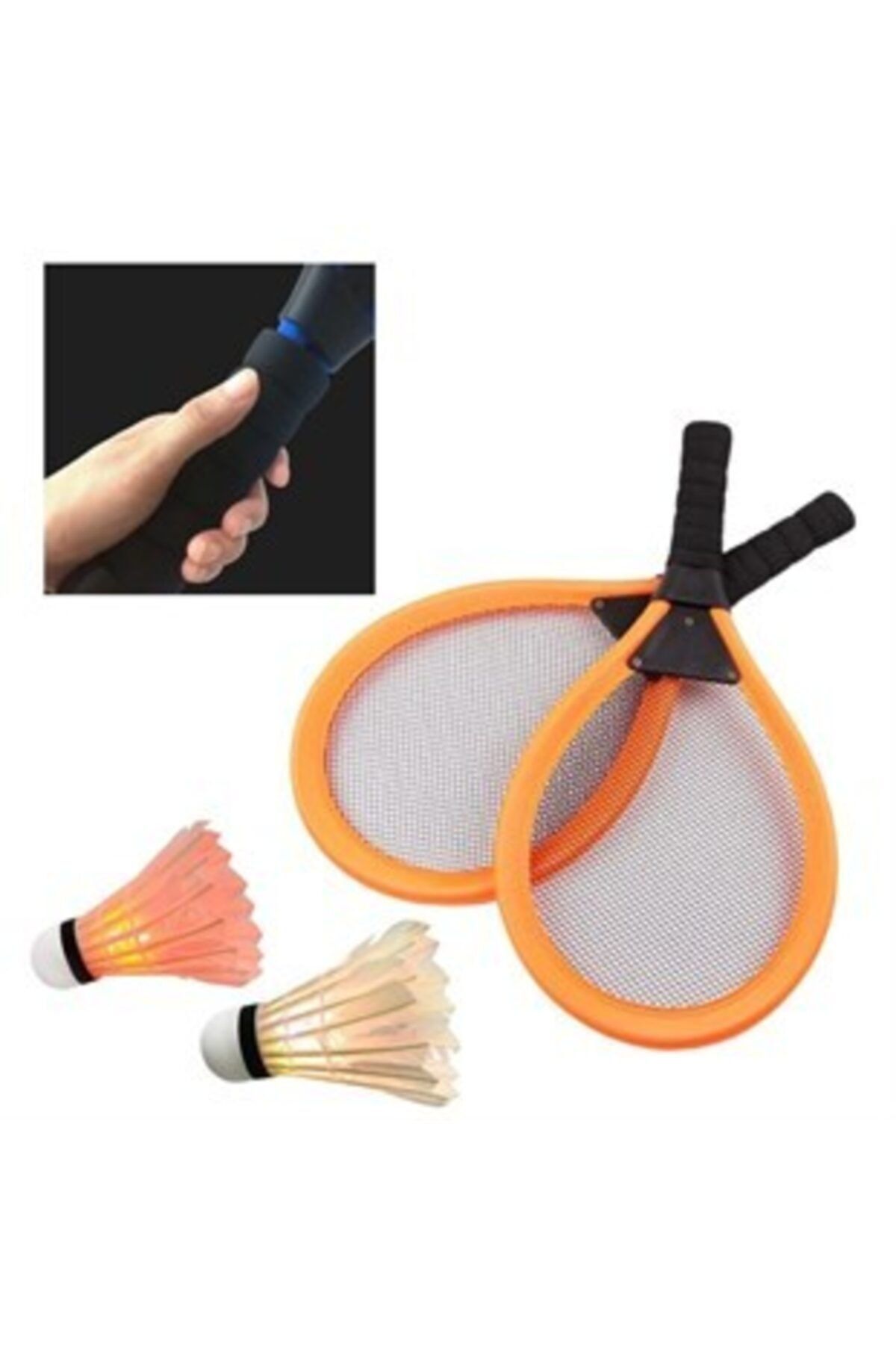 sinsem Işıklı Badminton Seti Hafif Portatif Taşınabilir Fileli Işıklı Raket Işıklı Topu Dahil
