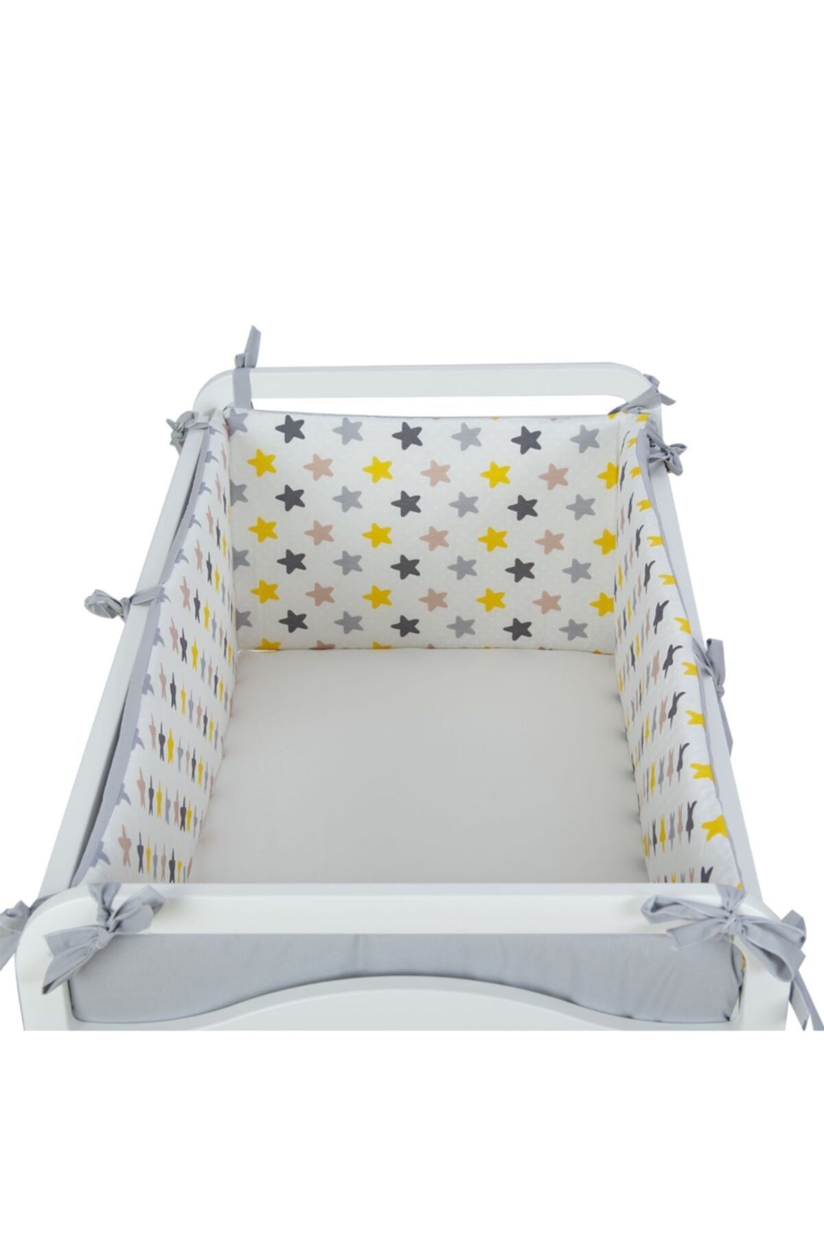 G&G baby 80x130 Beşikler Için Yan Koruma Bariyeri Fermuarlı 4 Parçalı Sarı Yıldız Desenli