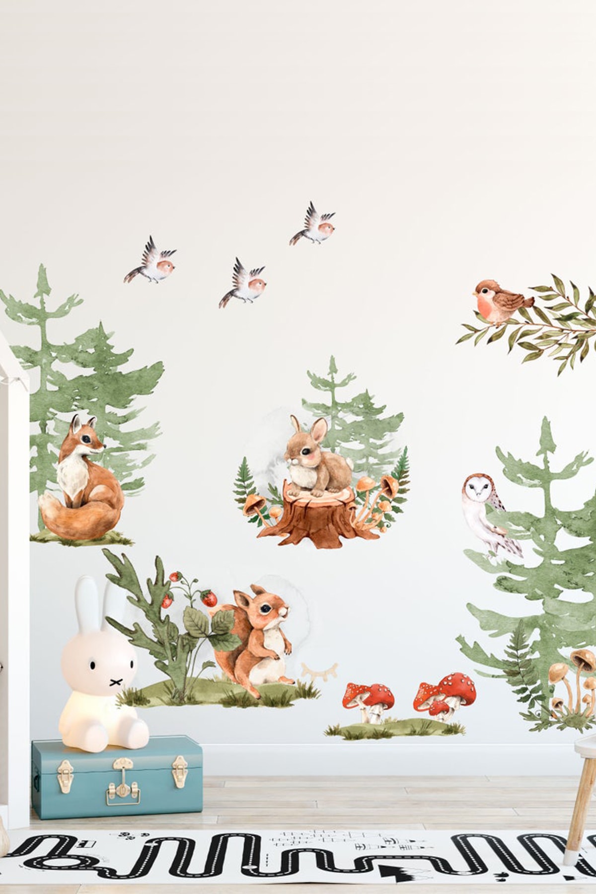 Kt Grup Büyük Boy Safari Hayvanları Sincap Tilki Ve Kuşlar Duvar Sticker Seti