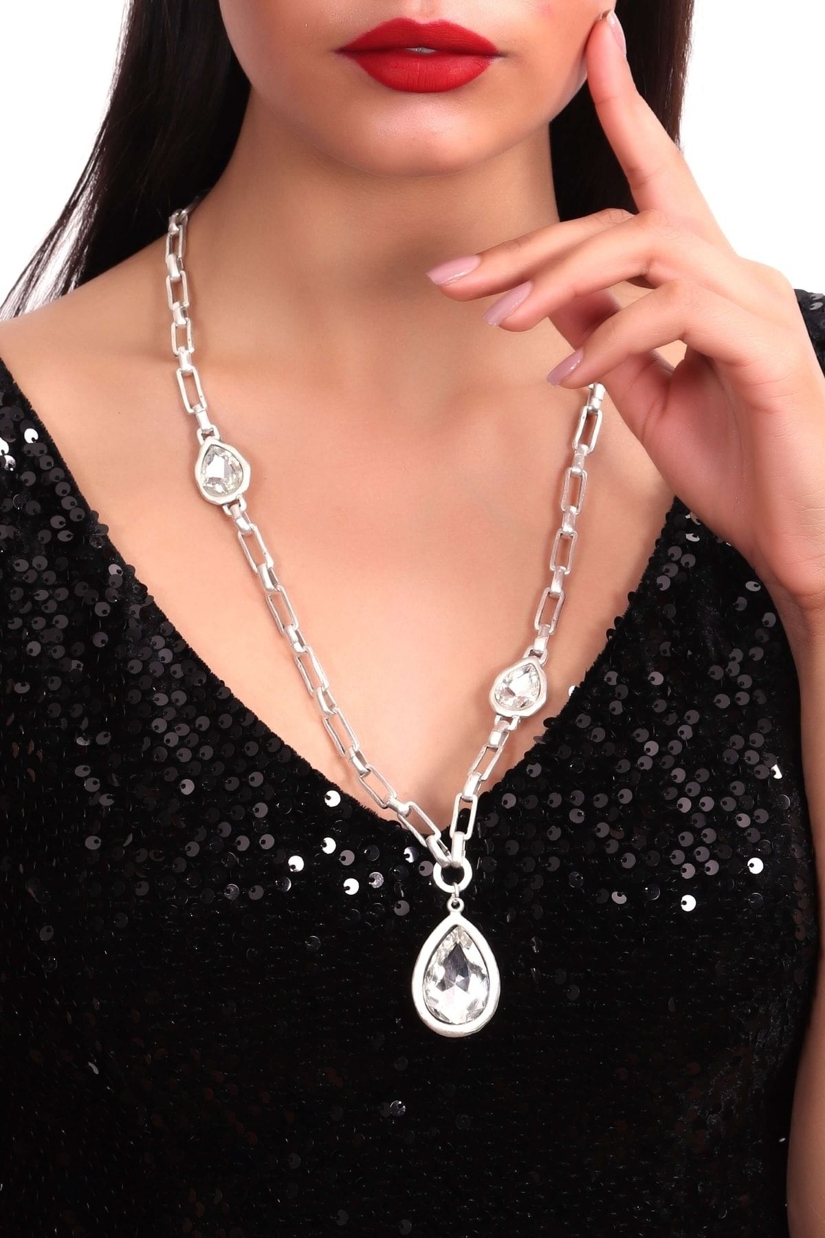 Fancy hot sale silver necklace