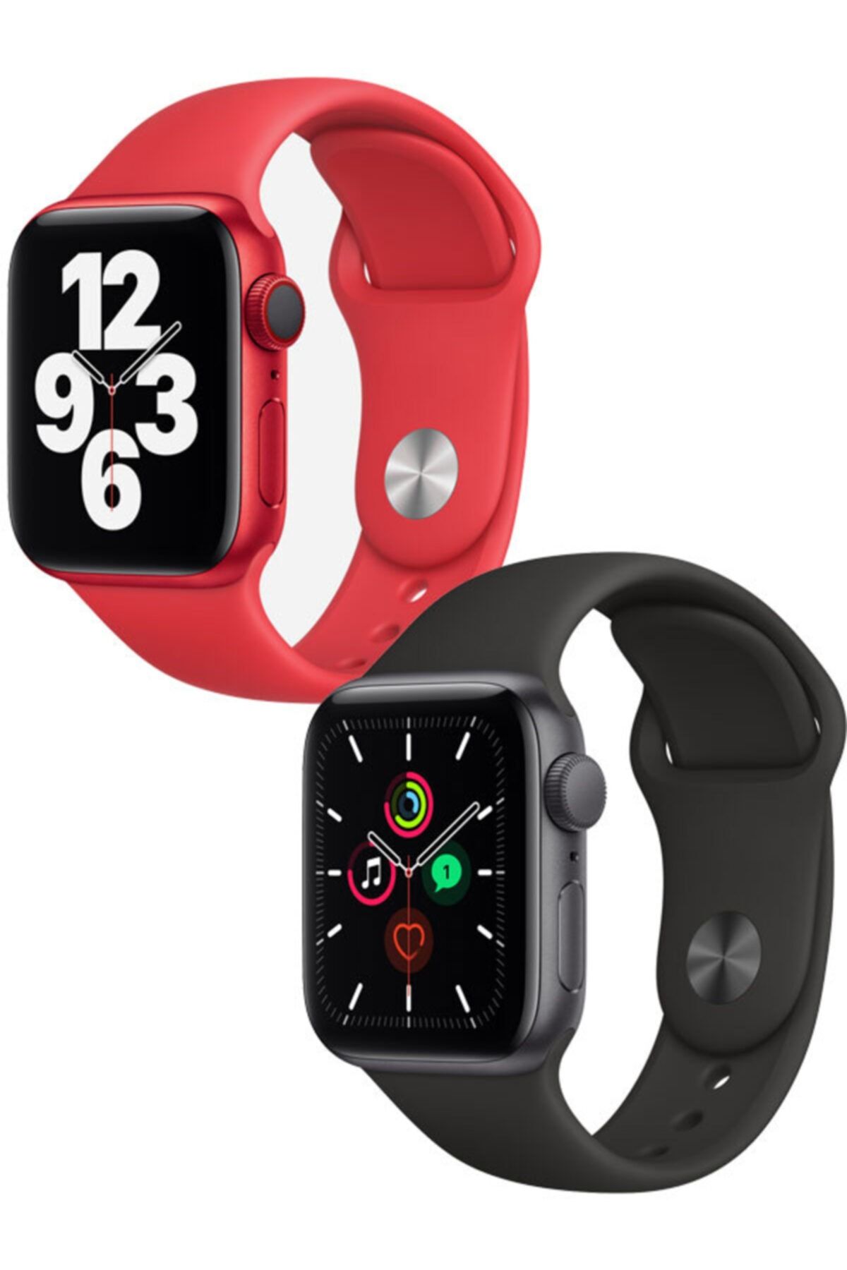 Apple Watch 1 2 3 4 5 6 Se 40 Mm Klasik Spor Band Kordon Siyah Kırmızı Set