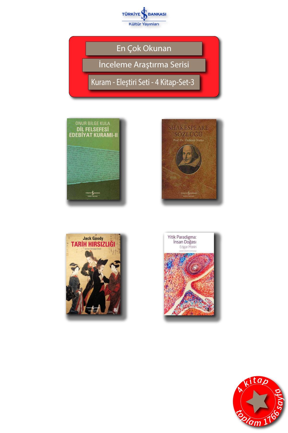İş Bankası Yayınları Kuram-eleştiri-seti,dil Felsefesi Shakespeare Sözlüğü Tarih Hırsızlığı Insan Doğası 4-kitap-set-3