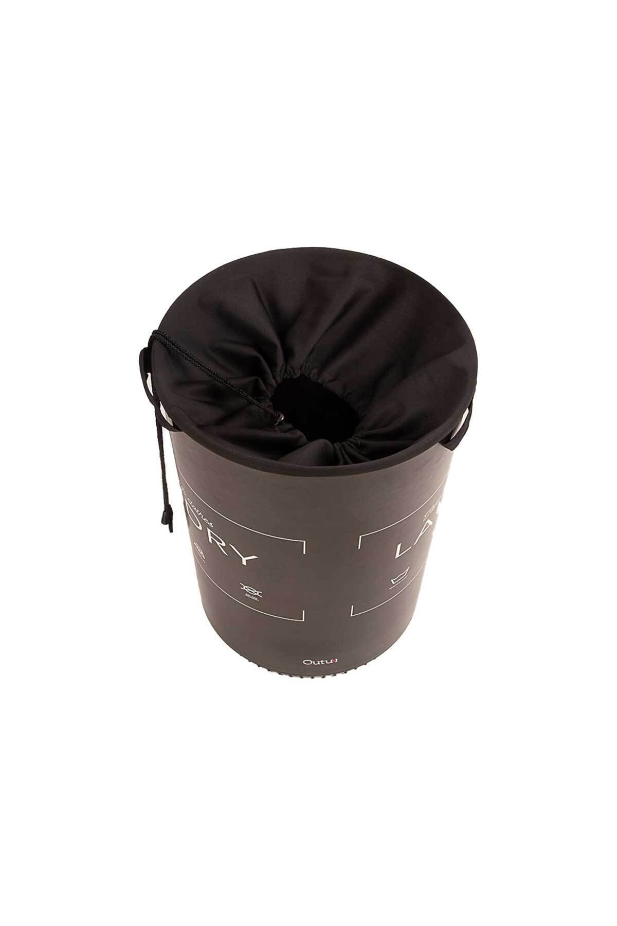 QUTU Kese 40 L Black Laundry Desenli Çok Amaçlı Çamaşır Ve Oyuncak Sepeti