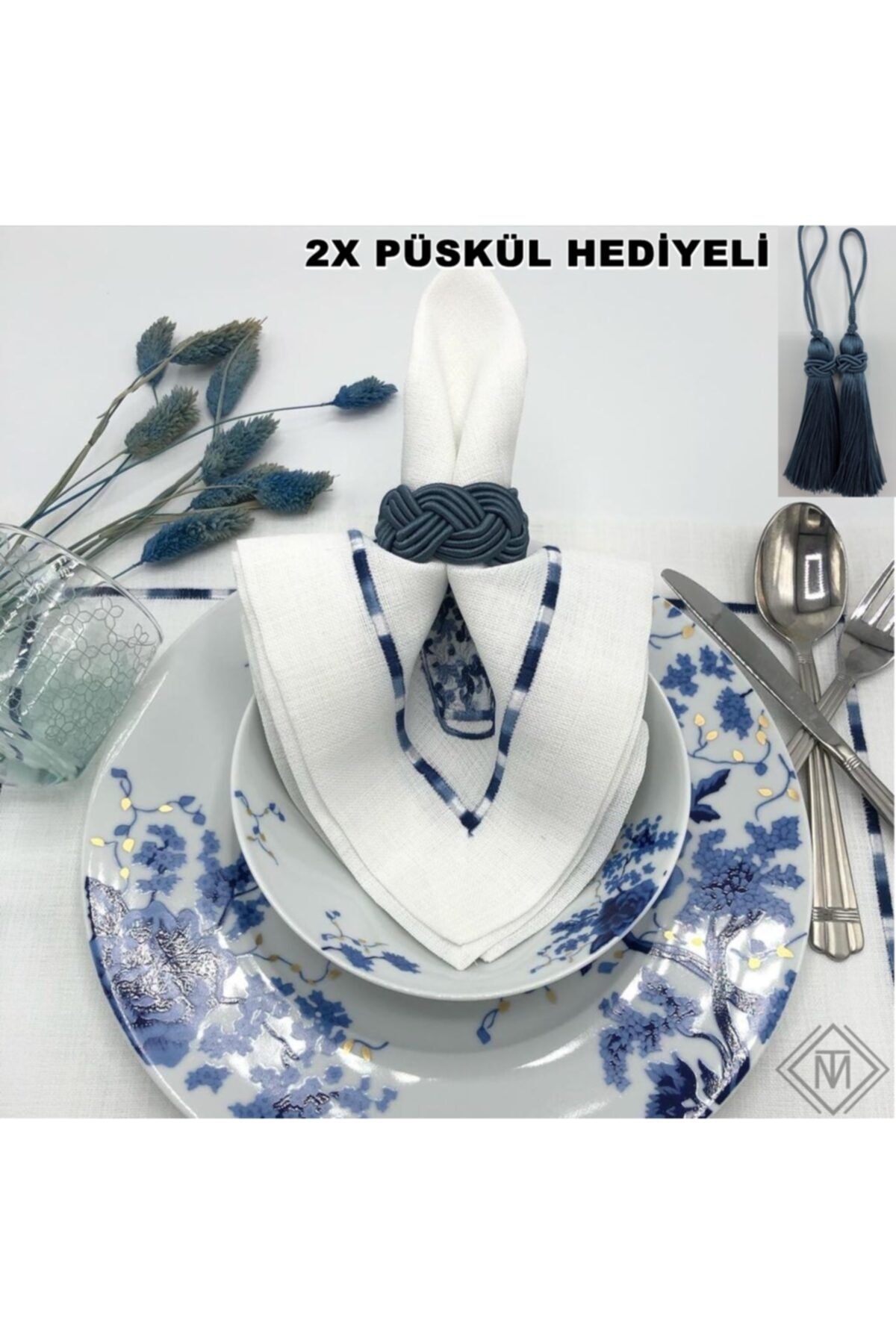 miraç tekstil Peçete Yüzük Halkası 10'lu Set Hasır Model Petrol Mavi Renk