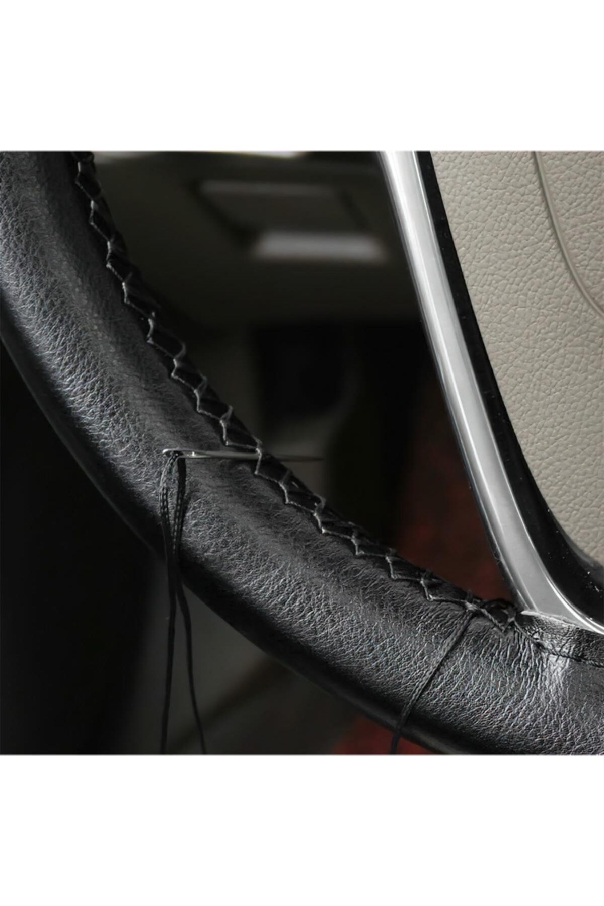 Fox Mercedes W176 Uyumlu Direksiyon Kılıfı Siyah Dikmeli Hakiki Deri Dikişli