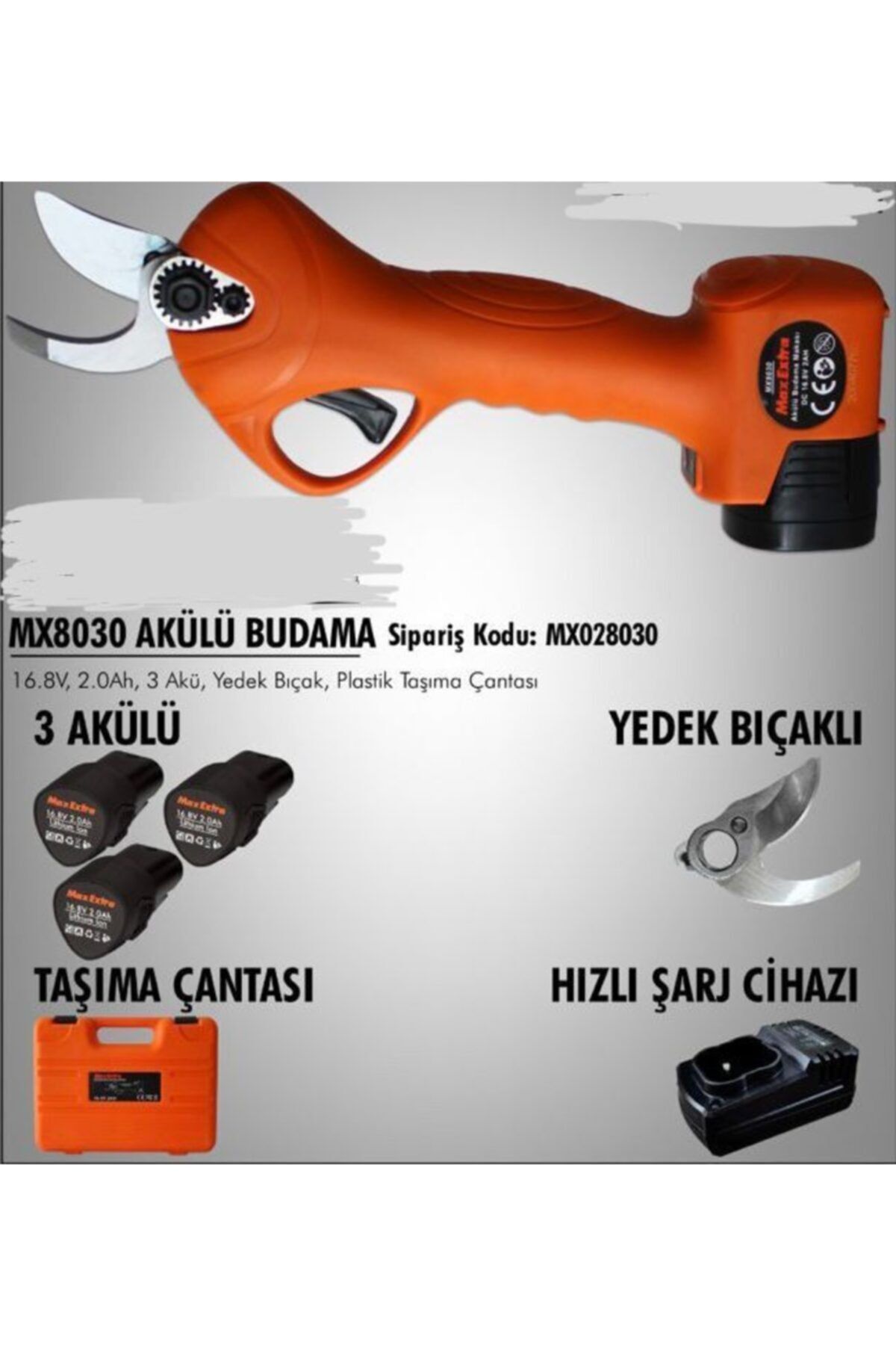 Max Extra Budama Makası Maxextra 3 Bataryalı