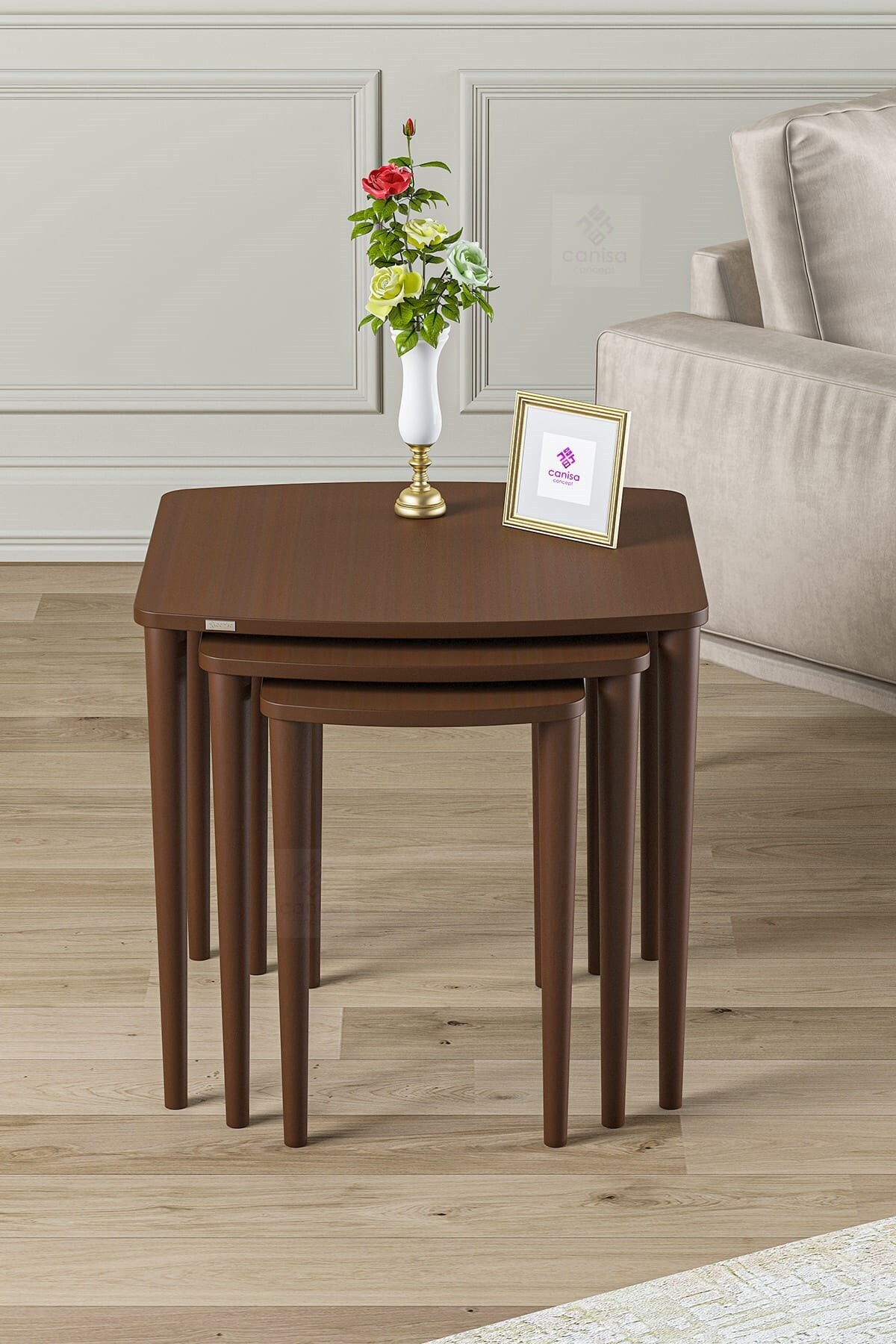 Canisa Concept Canisa Lizbon Serisi Mdf 1.sınıf 3 Lü Zigon Sehpa Takımı  Ceviz
