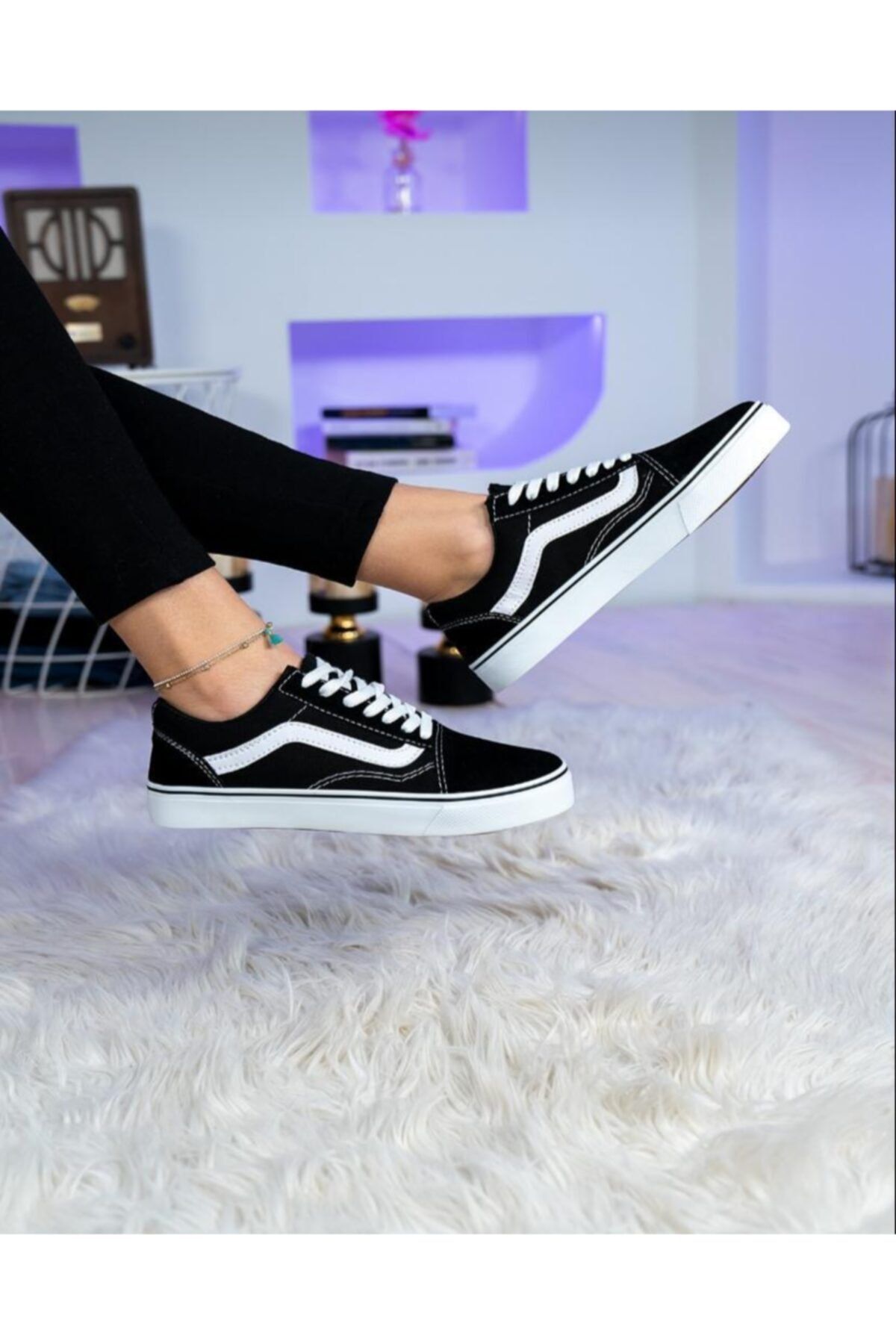 wemodaa Unisex Siyah Beyaz Spor Ayakkabı