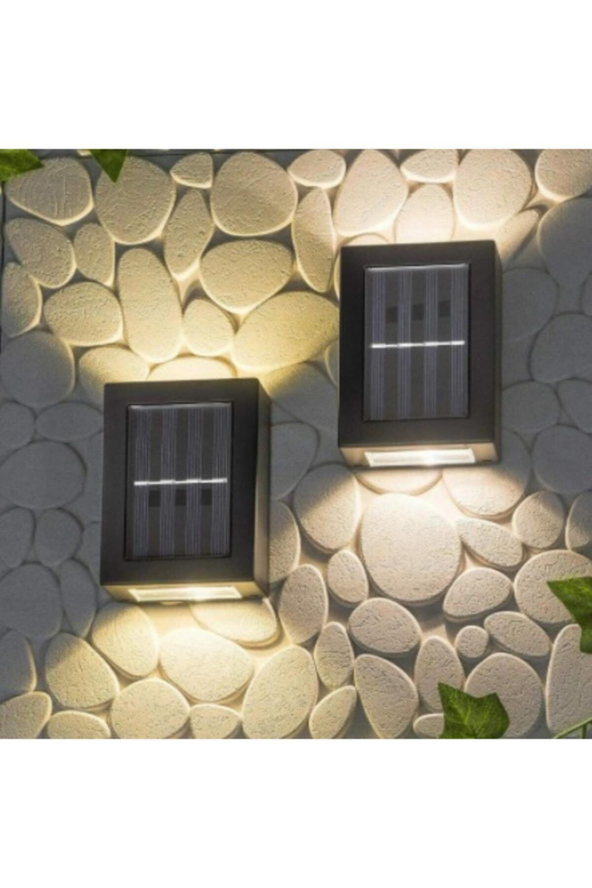 TechnoSmart 2adet Modern Solar Çift Taraflı Duvar Lamba Güneş Enerjili Aydınlatma Dekorasyon Aplik