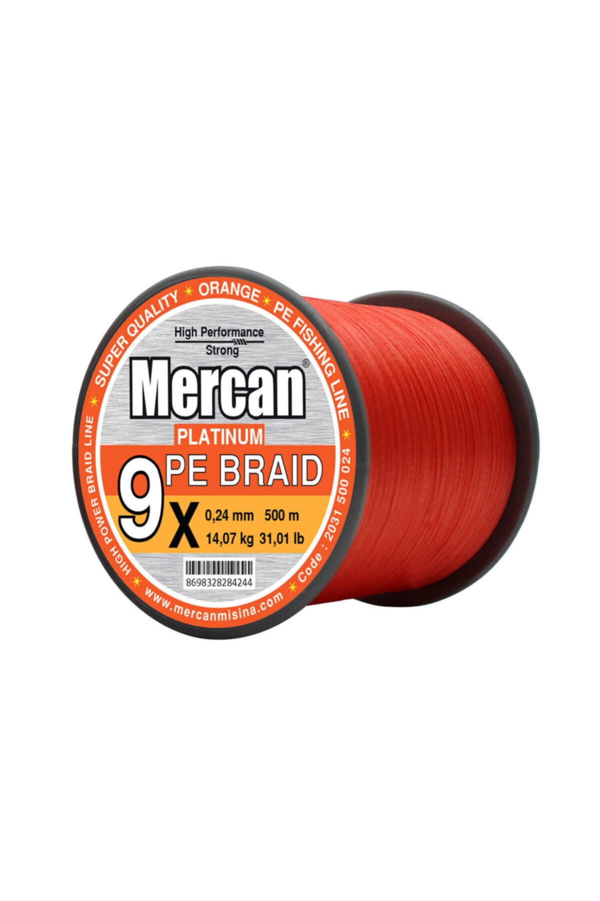 MERCAN MİSİNA Mercan Pe Örgü Platinum 9x Ip 500 M Turuncu Misina