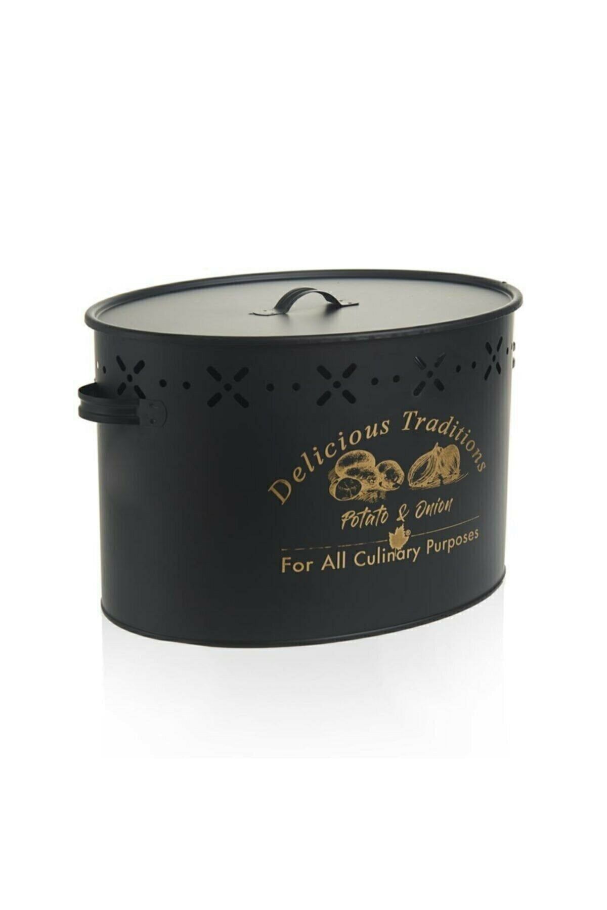 Kitchen Store 2 Bölmeli Metal Patates Soğan Kovası Siyah 18 Lt